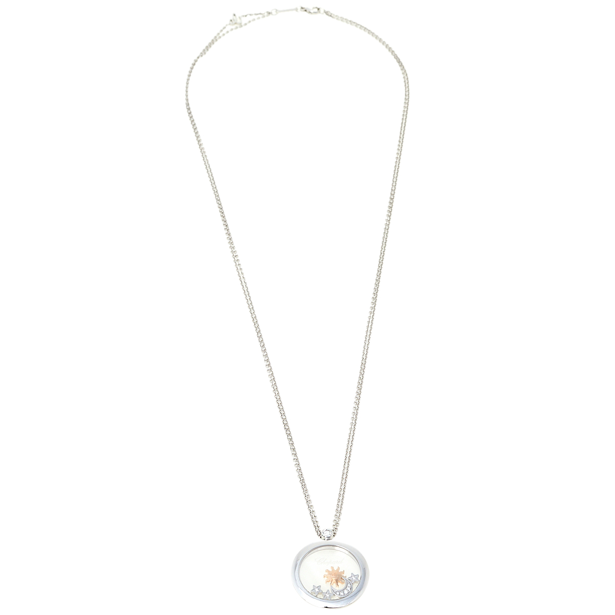 

Chopard Happy Sun Moon & Stars Diamond 18K White Gold Long Pendant Necklace