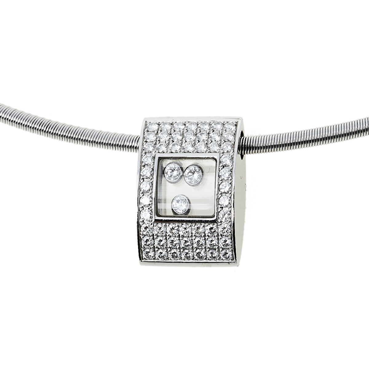 

Chopard Happy Curves Diamond 18K White Gold Pendant Collar Necklace