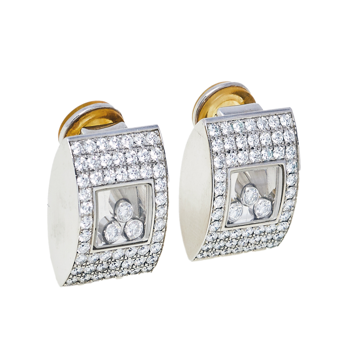 

Chopard Happy Curves Pave Diamond 18k White Gold Stud Earrings