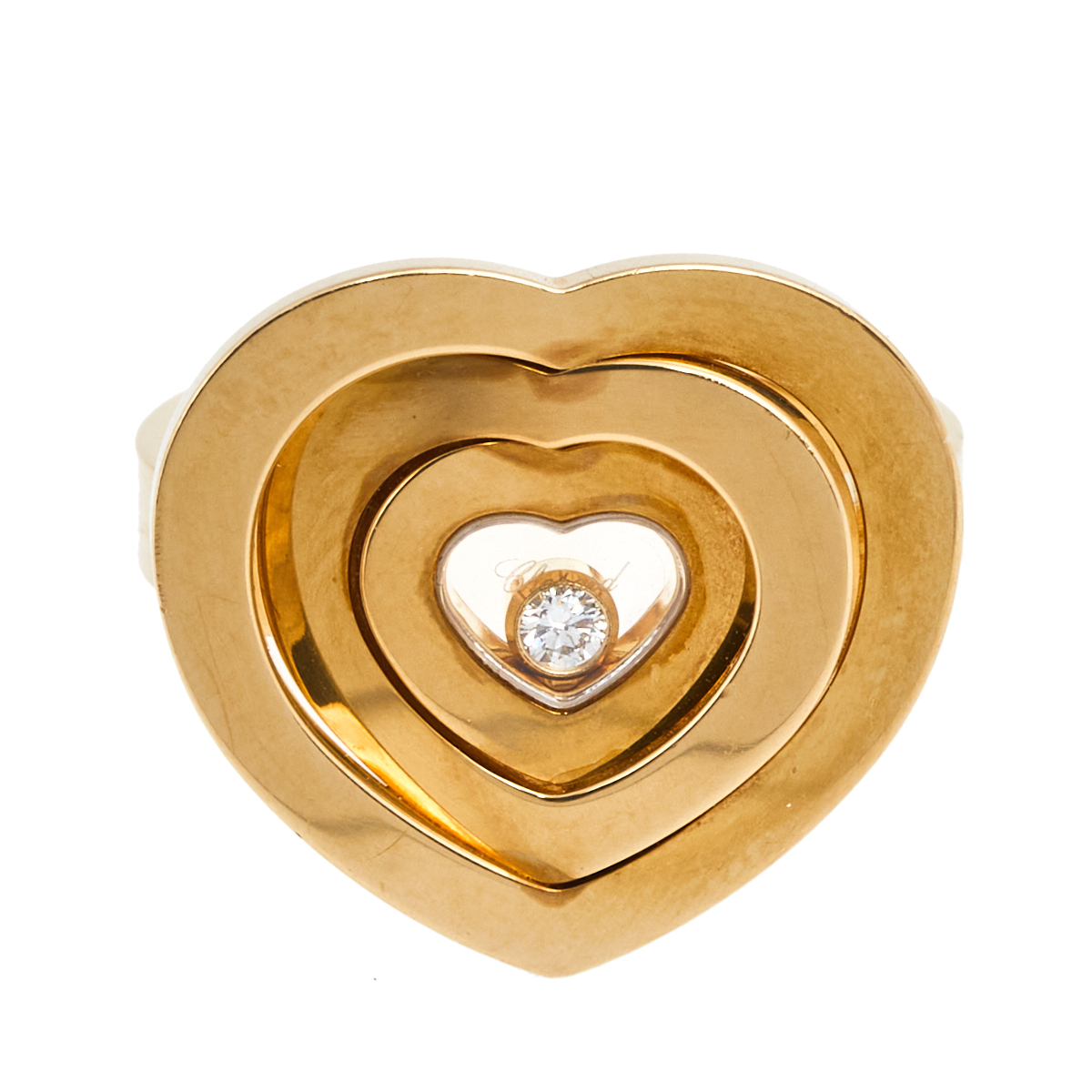 

Chopard Happy Spirit Heart Diamond 18k Yellow Gold Cocktail Ring Size