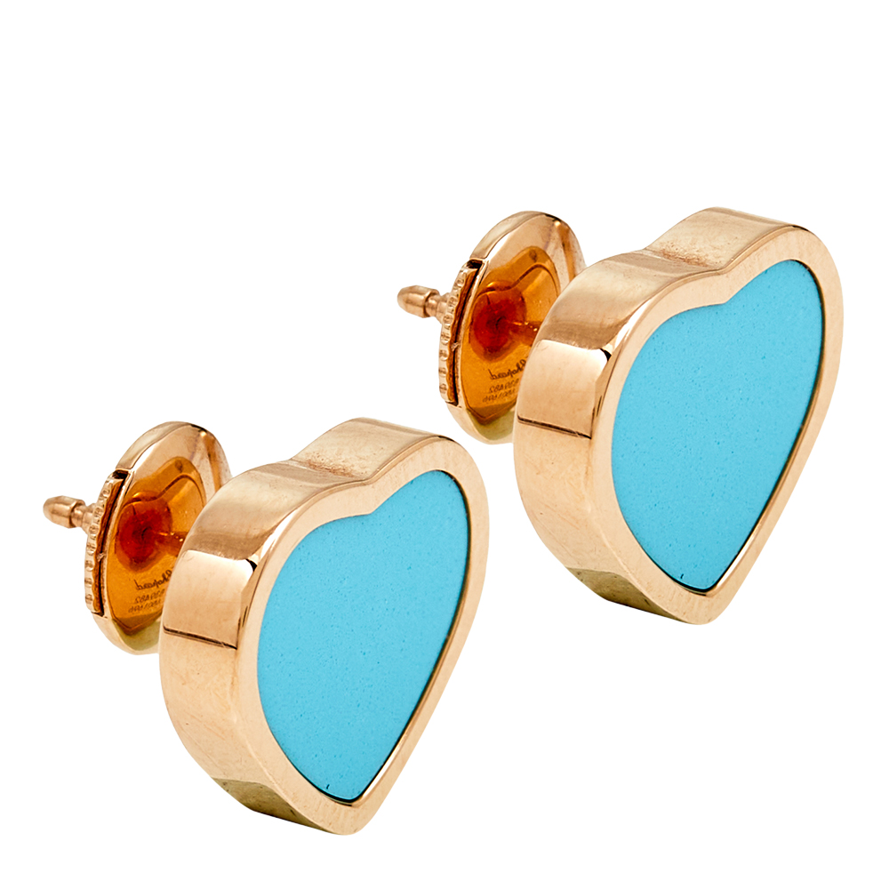 

Chopard Happy Hearts Turquoise 18K Rose Gold Stud Earrings