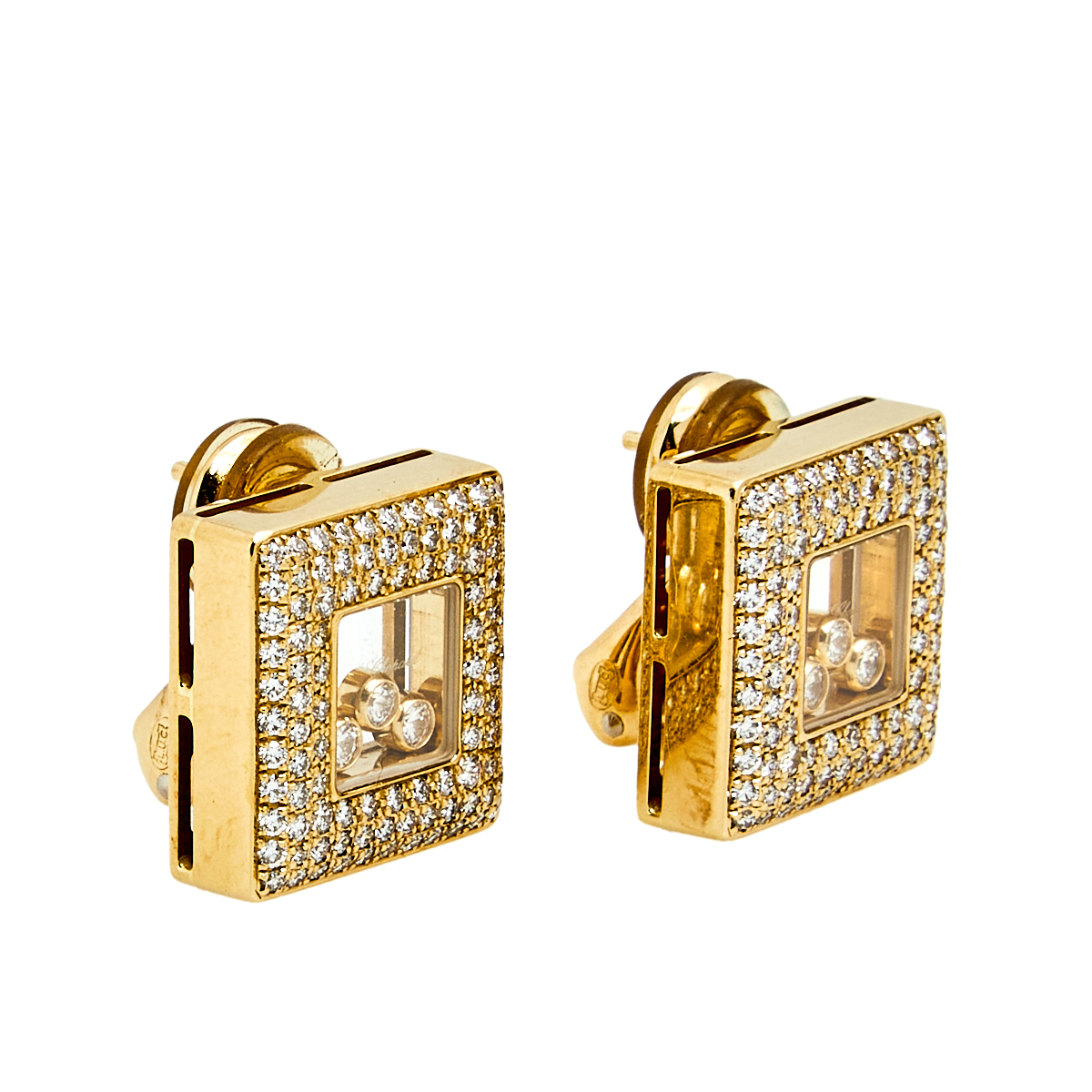 

Chopard Happy Diamonds 18K Yellow Gold Square Earrings