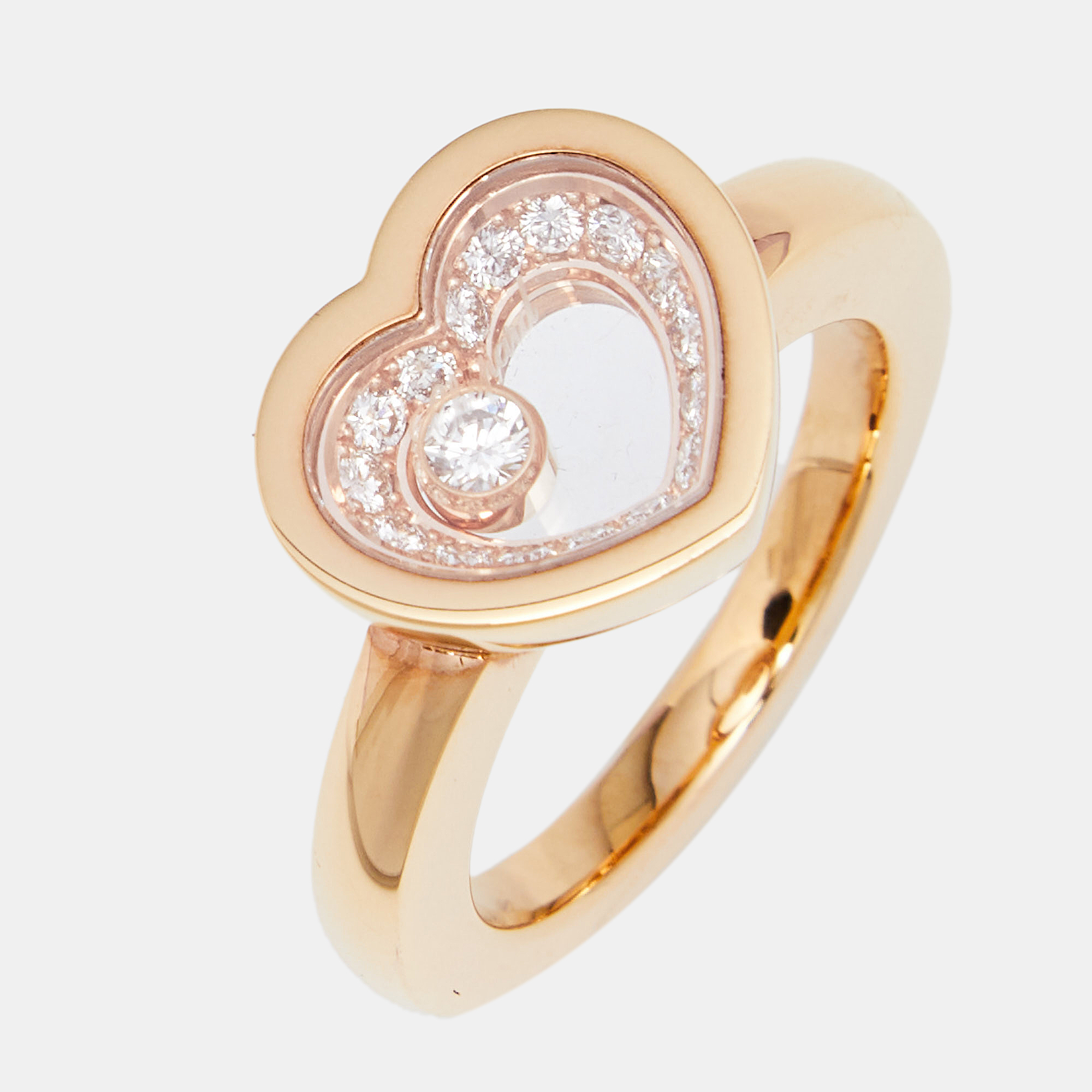 

Chopard Happy Heart Happy Diamond 18k Rose Gold Diamond Ring Size