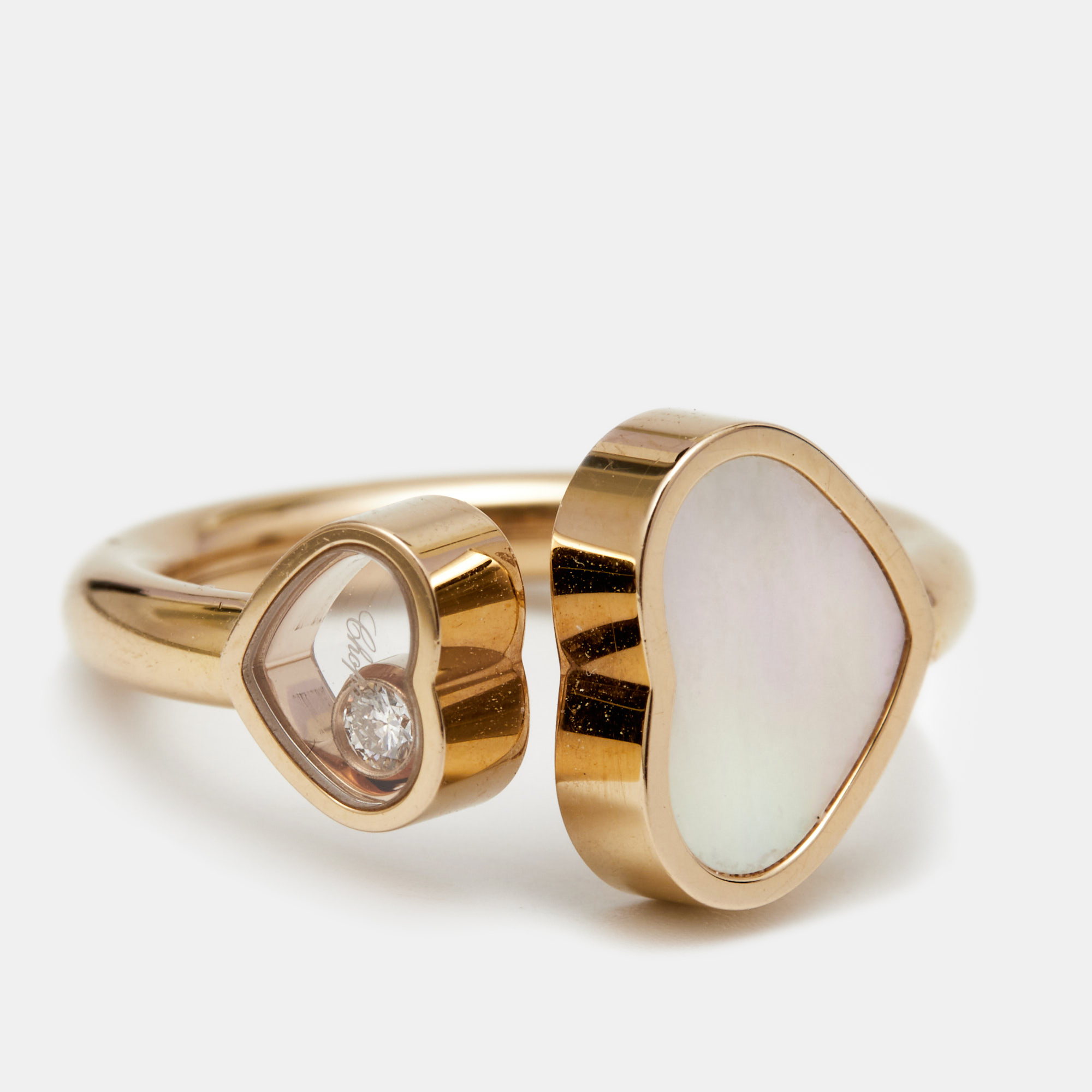 

Chopard Happy Hearts Mother of Pearl Diamond 18k Rose Gold Ring Size