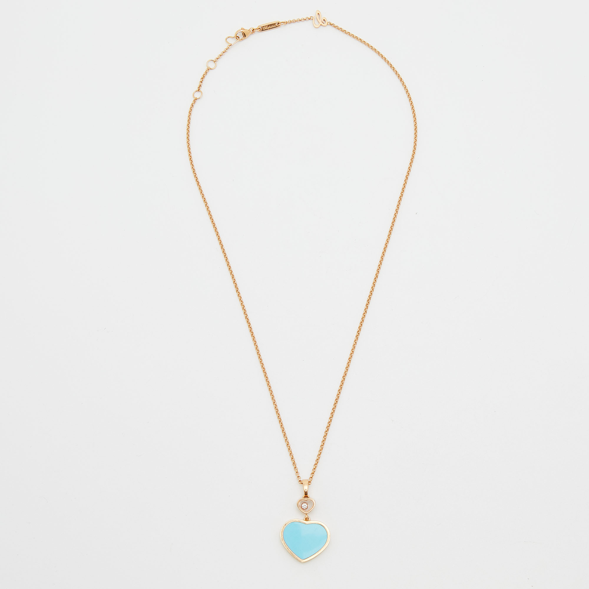 

Chopard Happy Heart Diamond Turquoise 18k Rose Gold Pendant Necklace