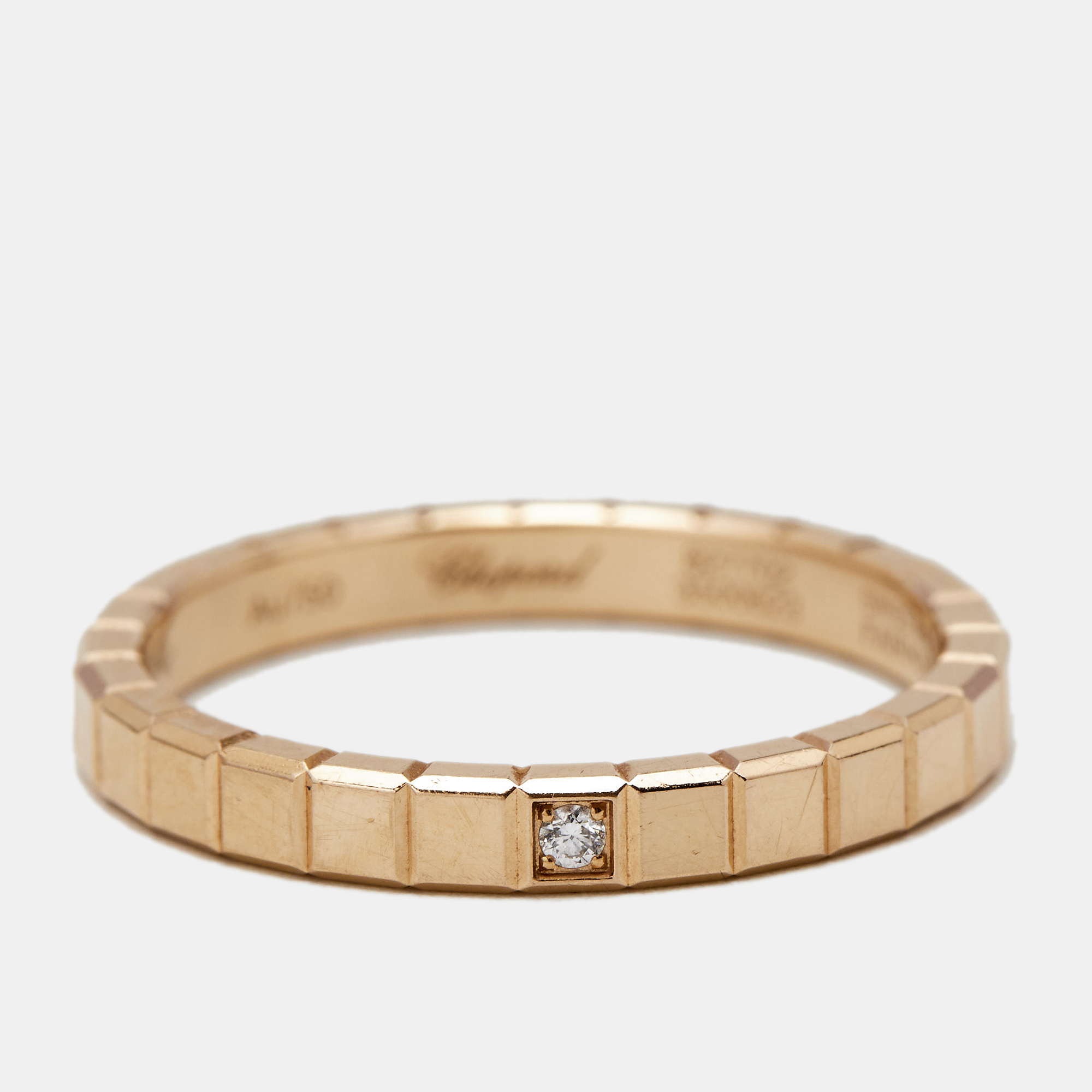 

Chopard Ice Cube Diamond 18k Rose Gold Band Ring Size