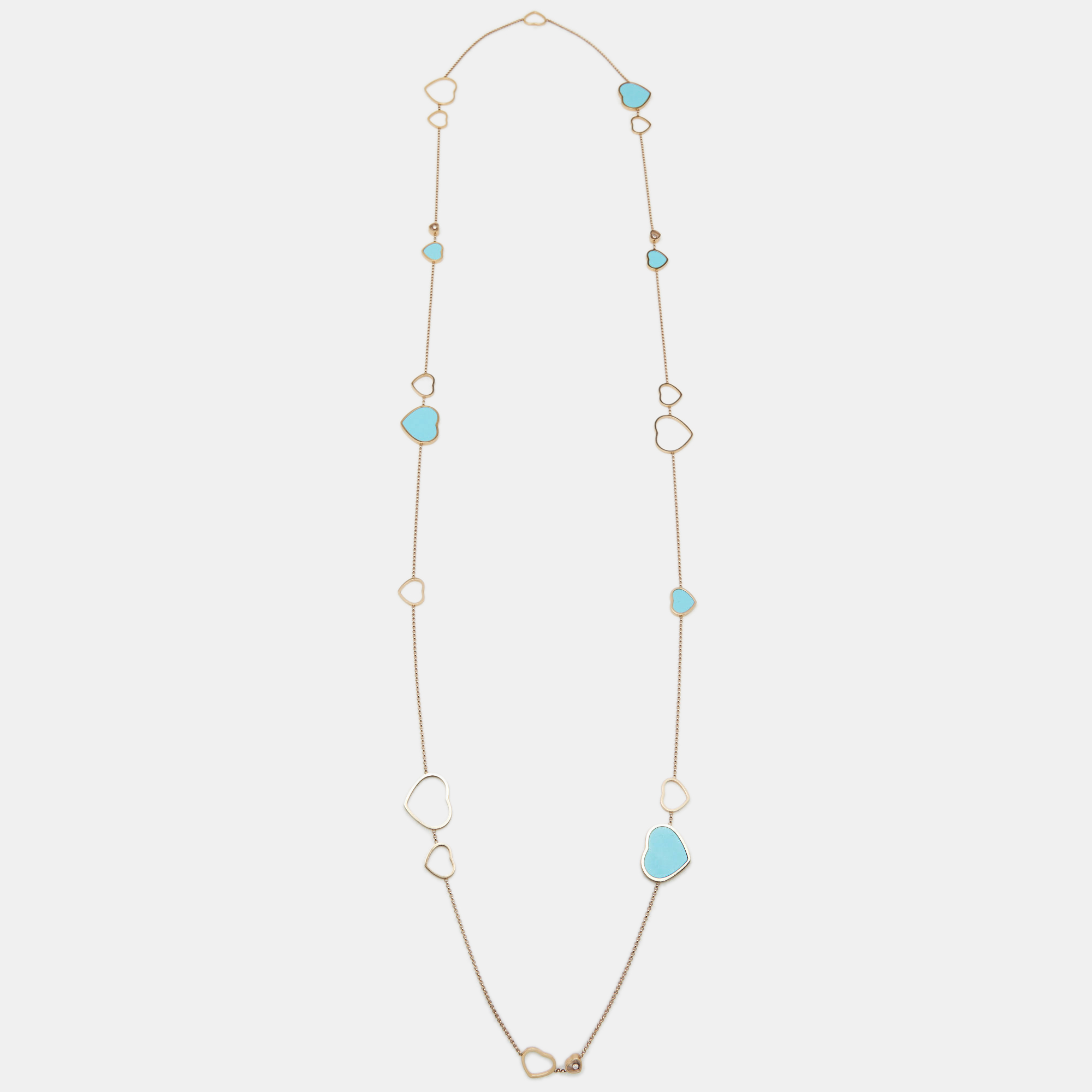 

Chopard Happy Heart Diamond Turquoise 18k Rose Gold Long Necklace