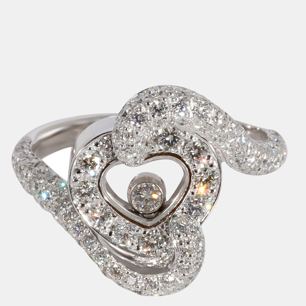 

Chopard Happy Diamond Heart Ring in 18k White Gold 0.86 CTW