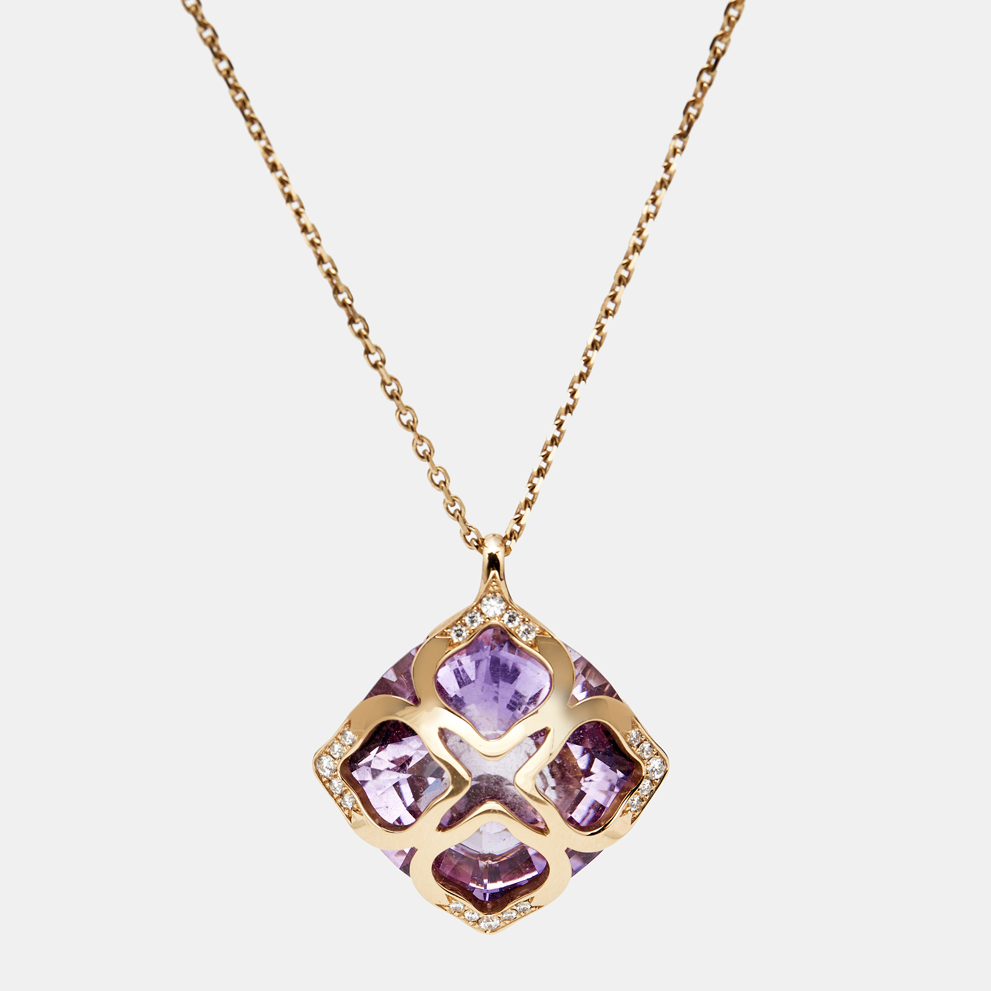 Chopard Imperiale Amethyst Diamond 18k Rose Gold Pendant Necklace