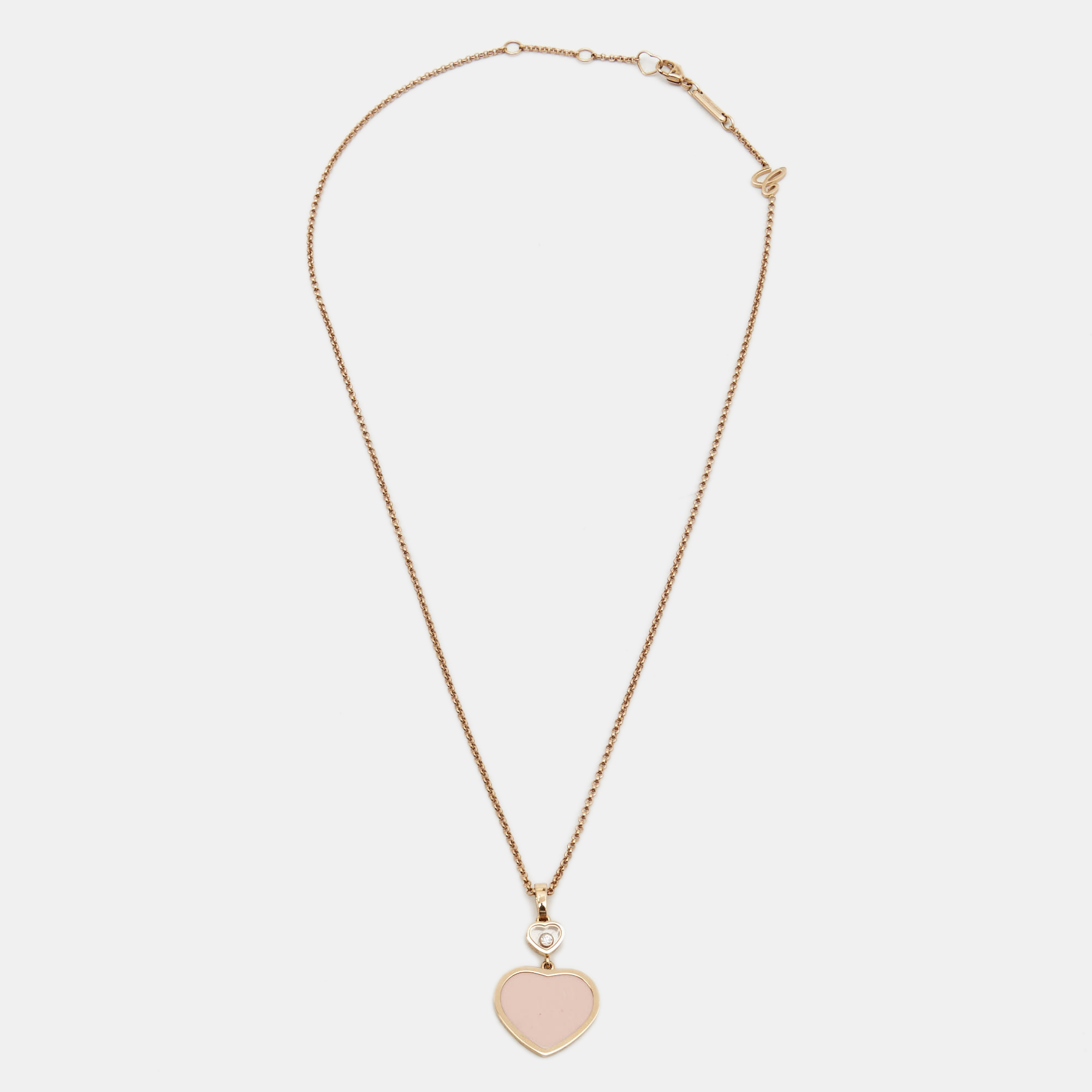 

Chopard Happy Hearts Pink Inlay Diamond 18k Rose Gold Pendant Necklace