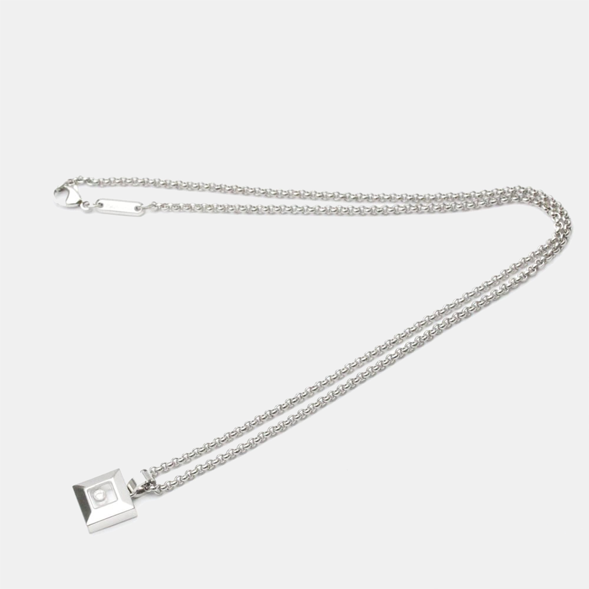 

Chopard Happy Diamonds Square 18K White Gold Diamond Necklace