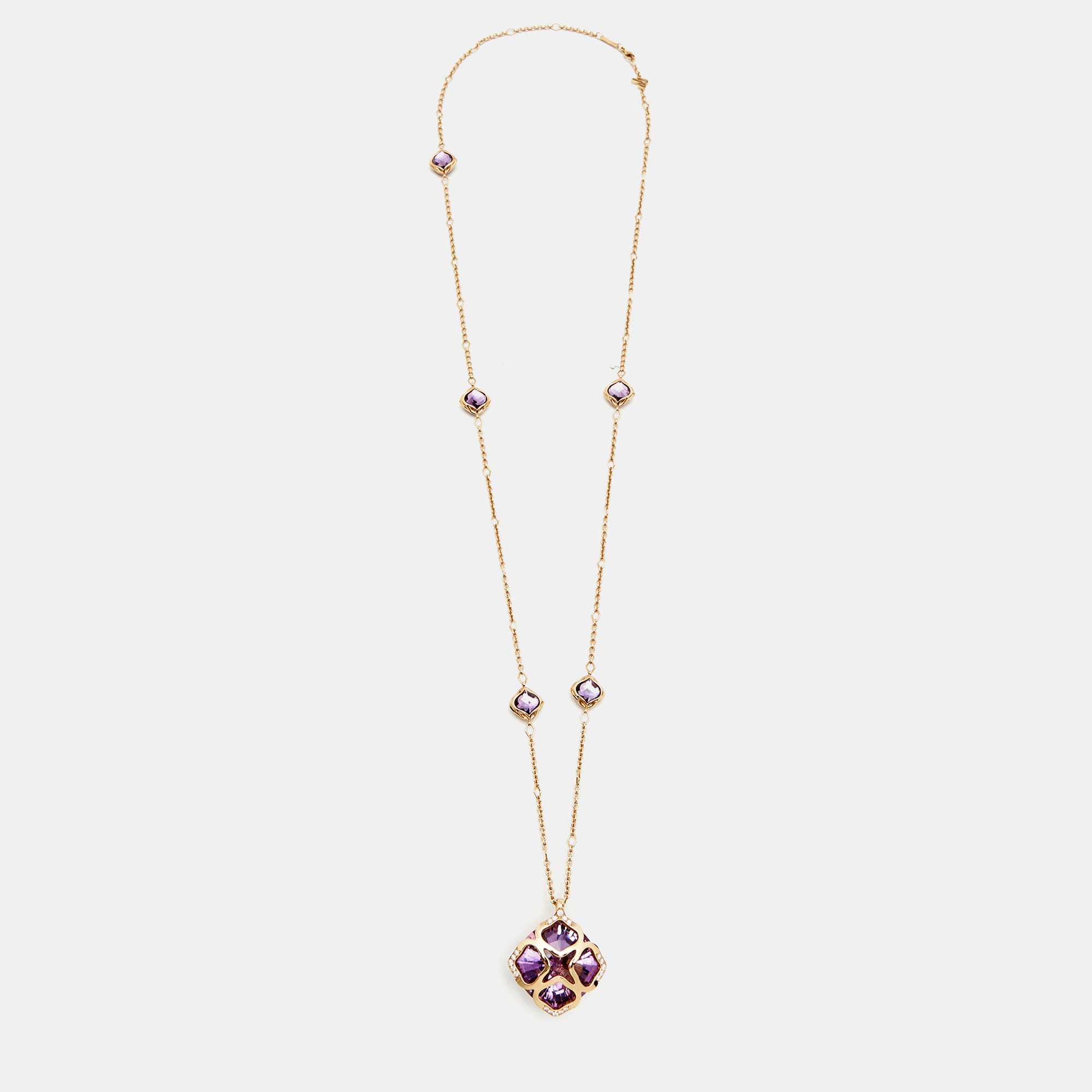 

Chopard Imperiale Amethyst Diamonds 18k Rose Gold Long Necklace