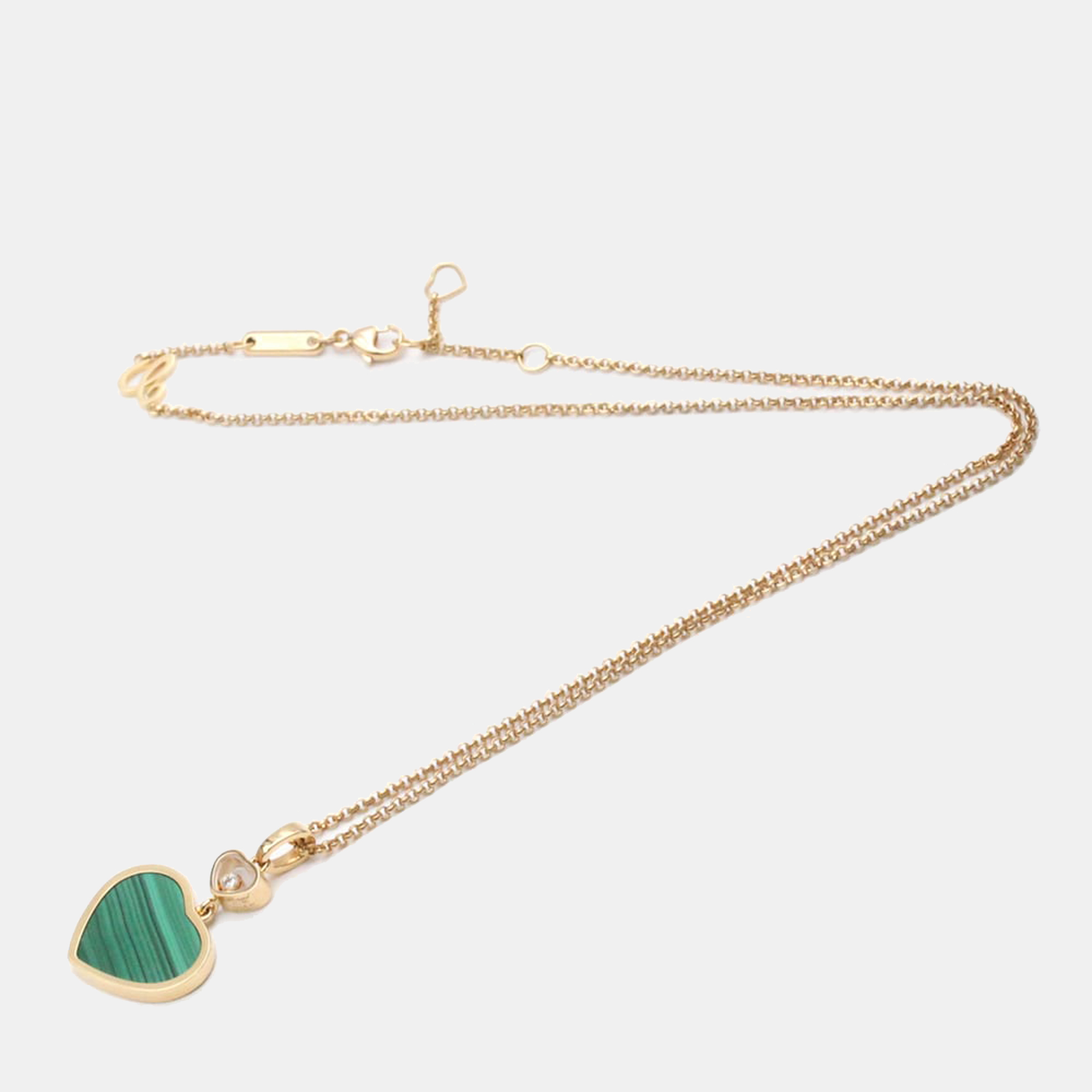

Chopard Happy Hearts 18K Rose Gold Diamond Malachite Necklace