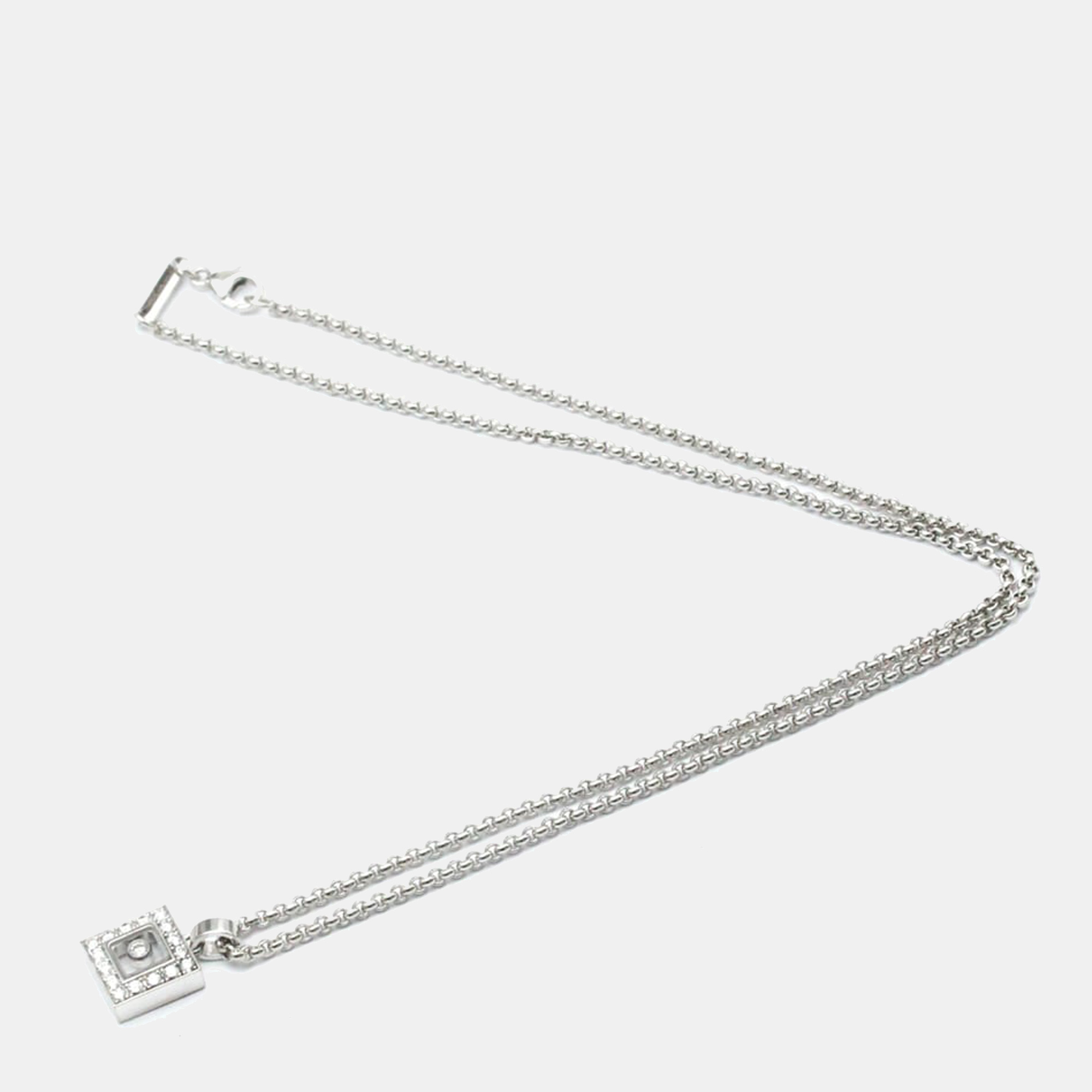

Chopard Happy Diamonds Square 18K White Gold Diamond Necklace