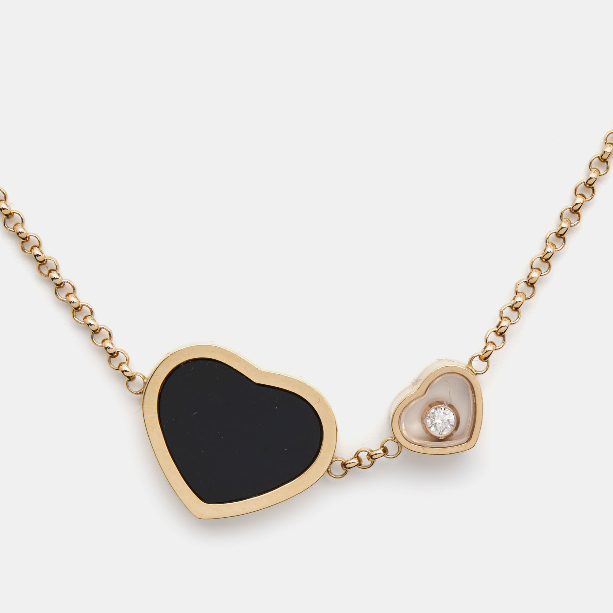 

Chopard Happy Hearts Onyx Diamond 18k Rose Gold Long Necklace