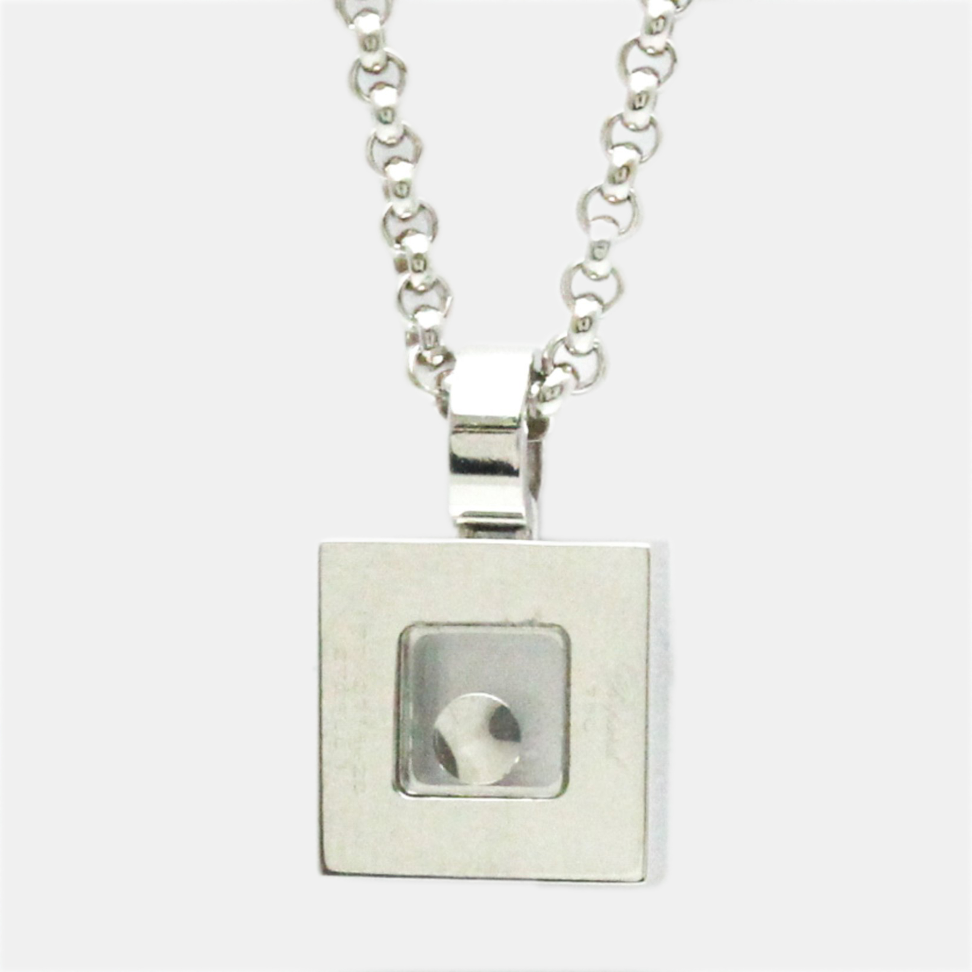Pre Owned Chopard Happy Diamonds Square 18K White Gold Diamond Necklace 