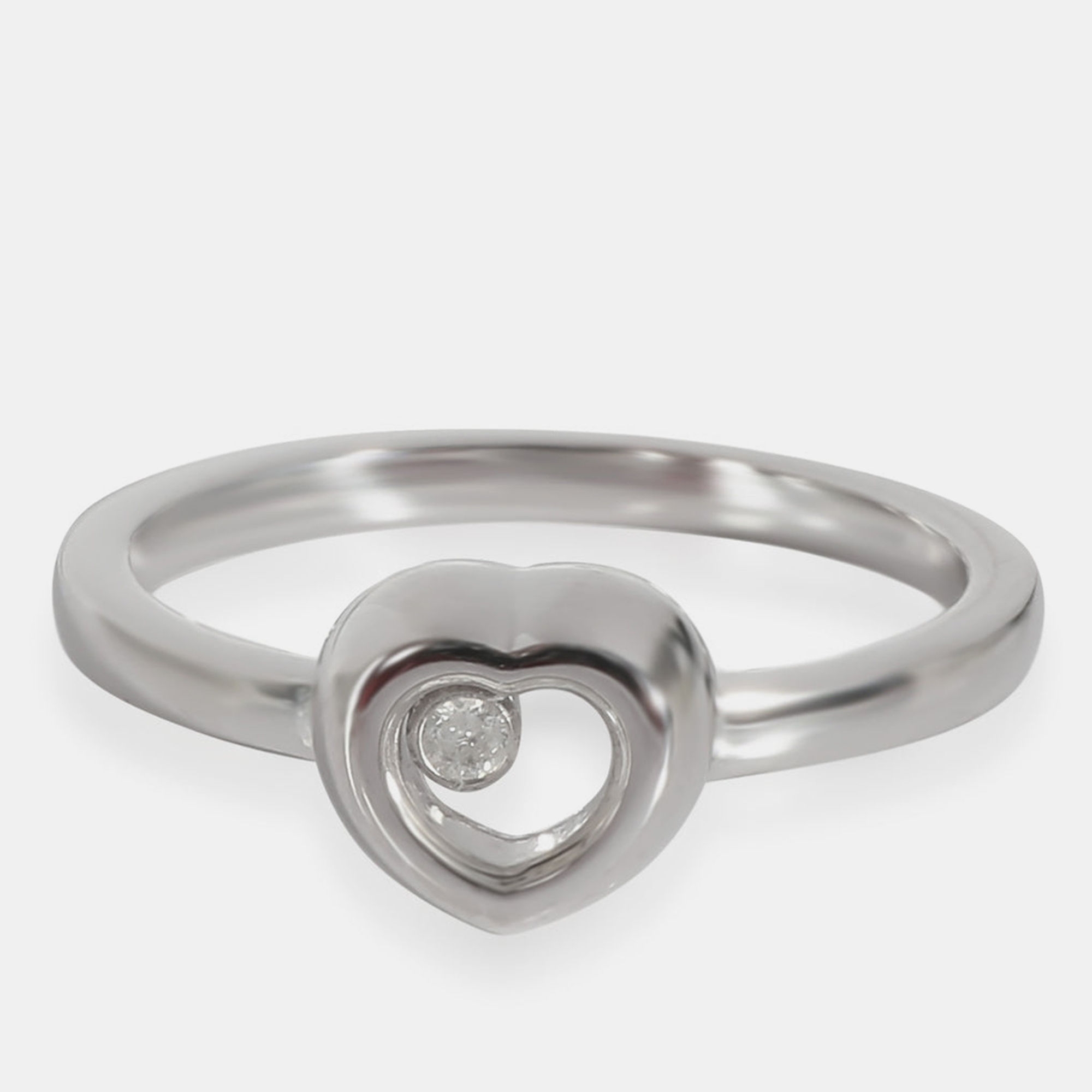 

Chopard 18K White Gold 0.03 Ct Happy Diamond Heart Ring EU 52.5