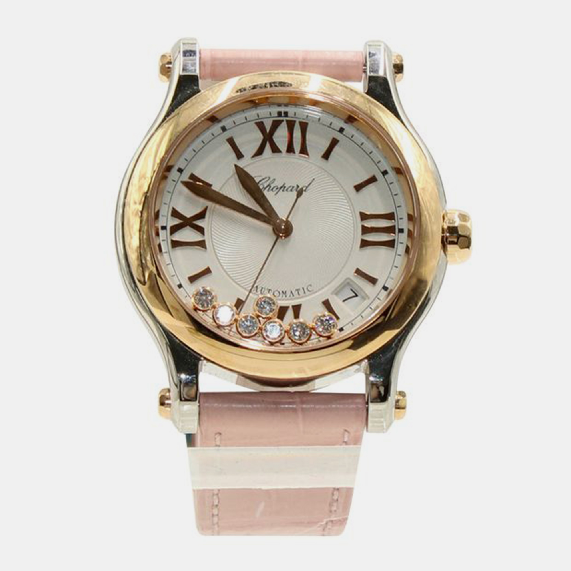 

Chopard Silver 18k Rose Gold Stainless Steel Diamond Happy Sport Automatic Women's Wristwatch 36 mm