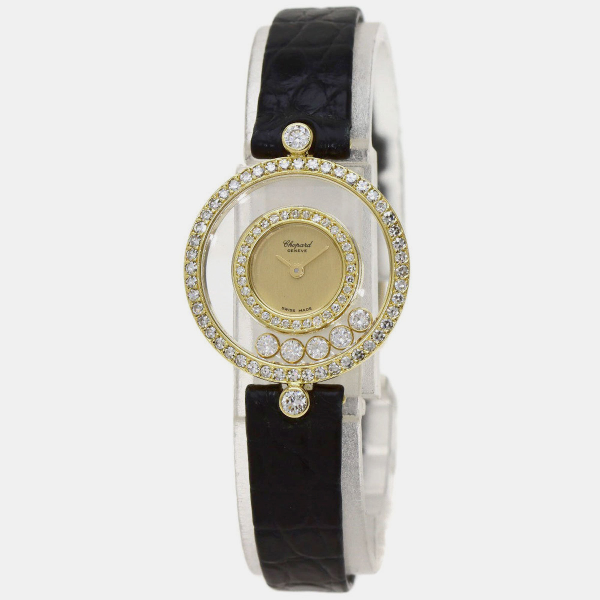 

Chopard Gold Diamond 18k Yellow Gold Happy Diamonds 20/3957 Quartz Women's Wristwatch 31 mm