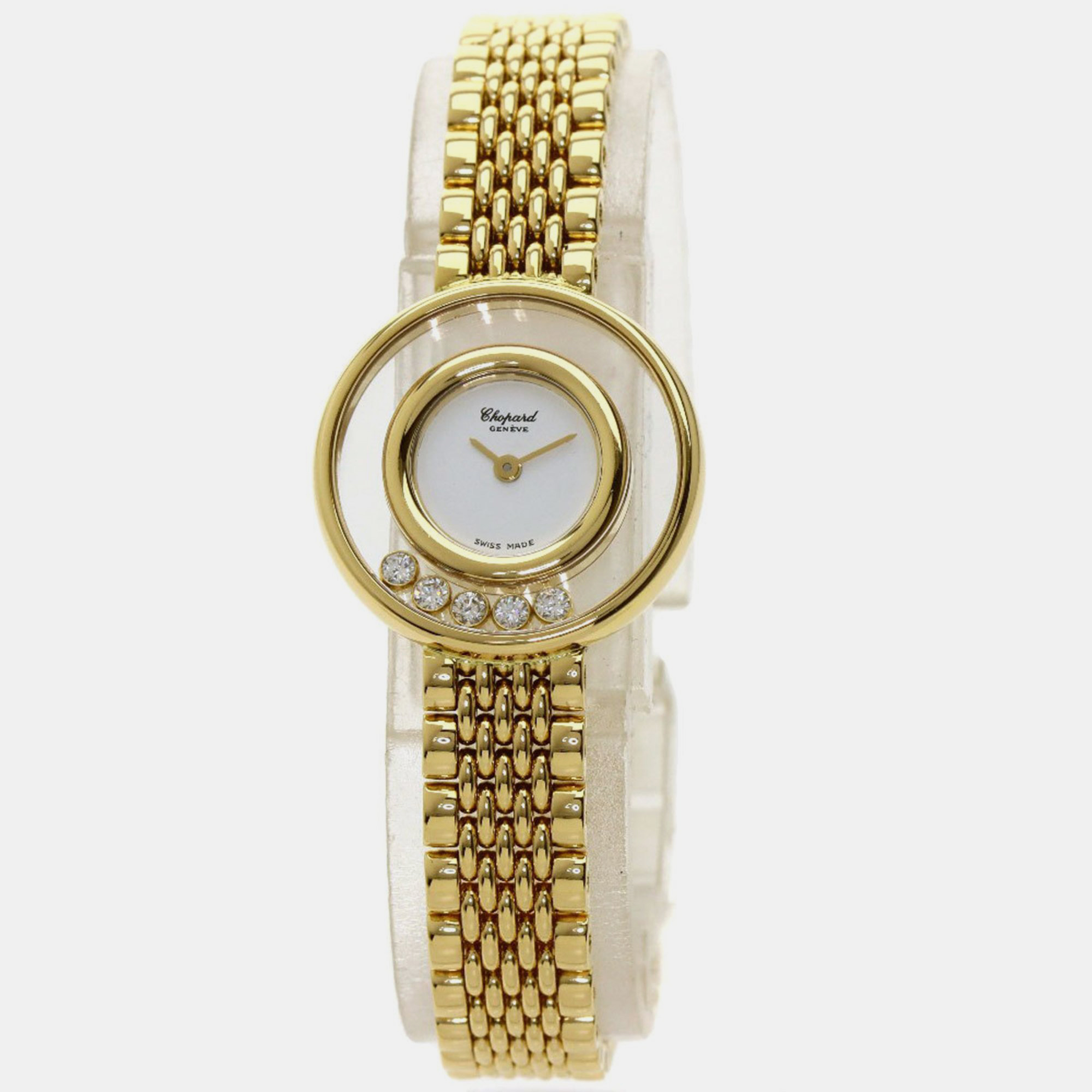 

Chopard White Diamond 18k Yellow Gold Happy Diamonds 20/6147 Quartz Women's Wristwatch 26 mm