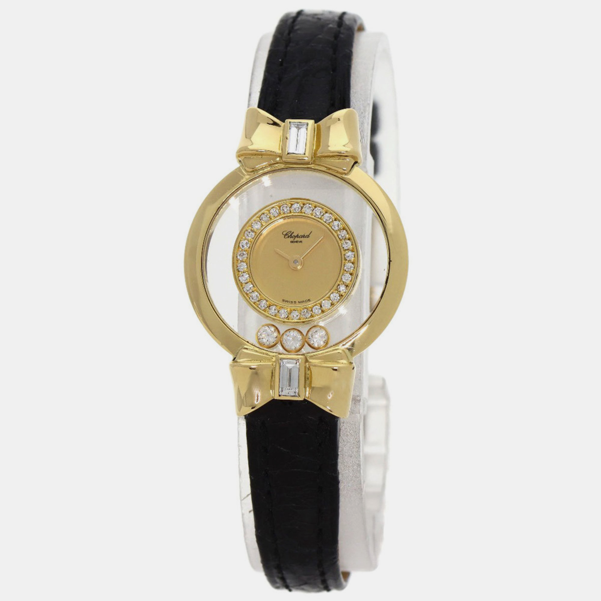 

Chopard Champagne Diamond 18k Yellow Gold Happy Diamonds 20/5334 Quartz Women's Wristwatch 33 mm