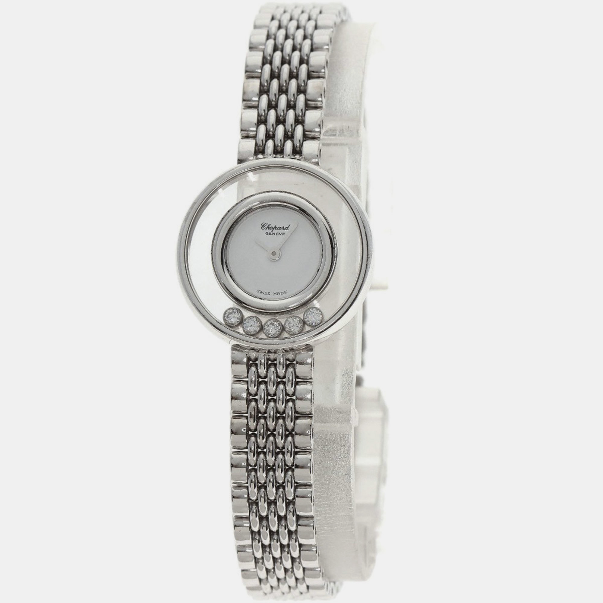 

Chopard White Diamond 18k White Gold Happy Diamonds 20/6147 Quartz Women's Wristwatch 22 mm