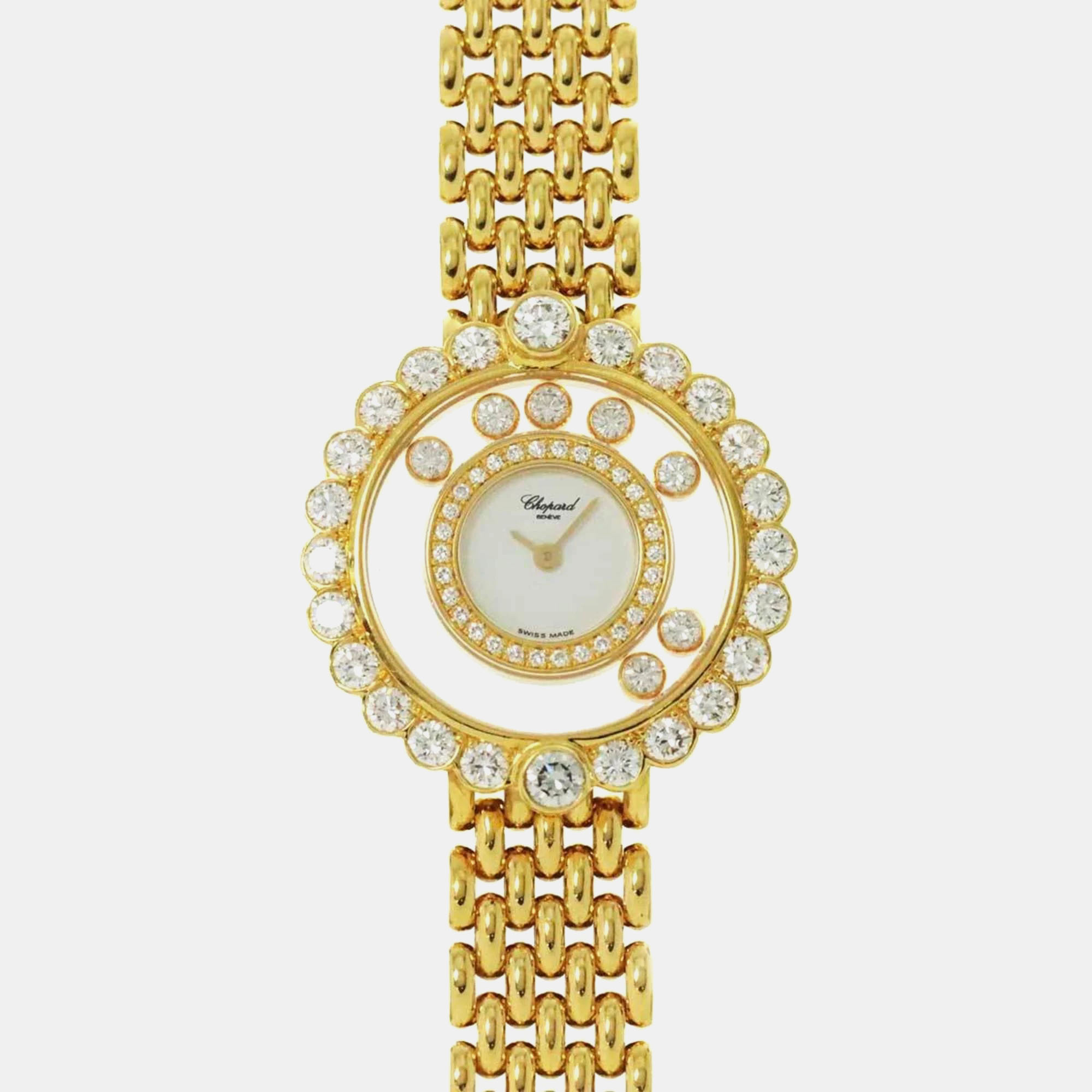 

Chopard Gold 18k Yellow Gold Diamond Happy Diamonds Quartz Women's Wristwatch 27 mm