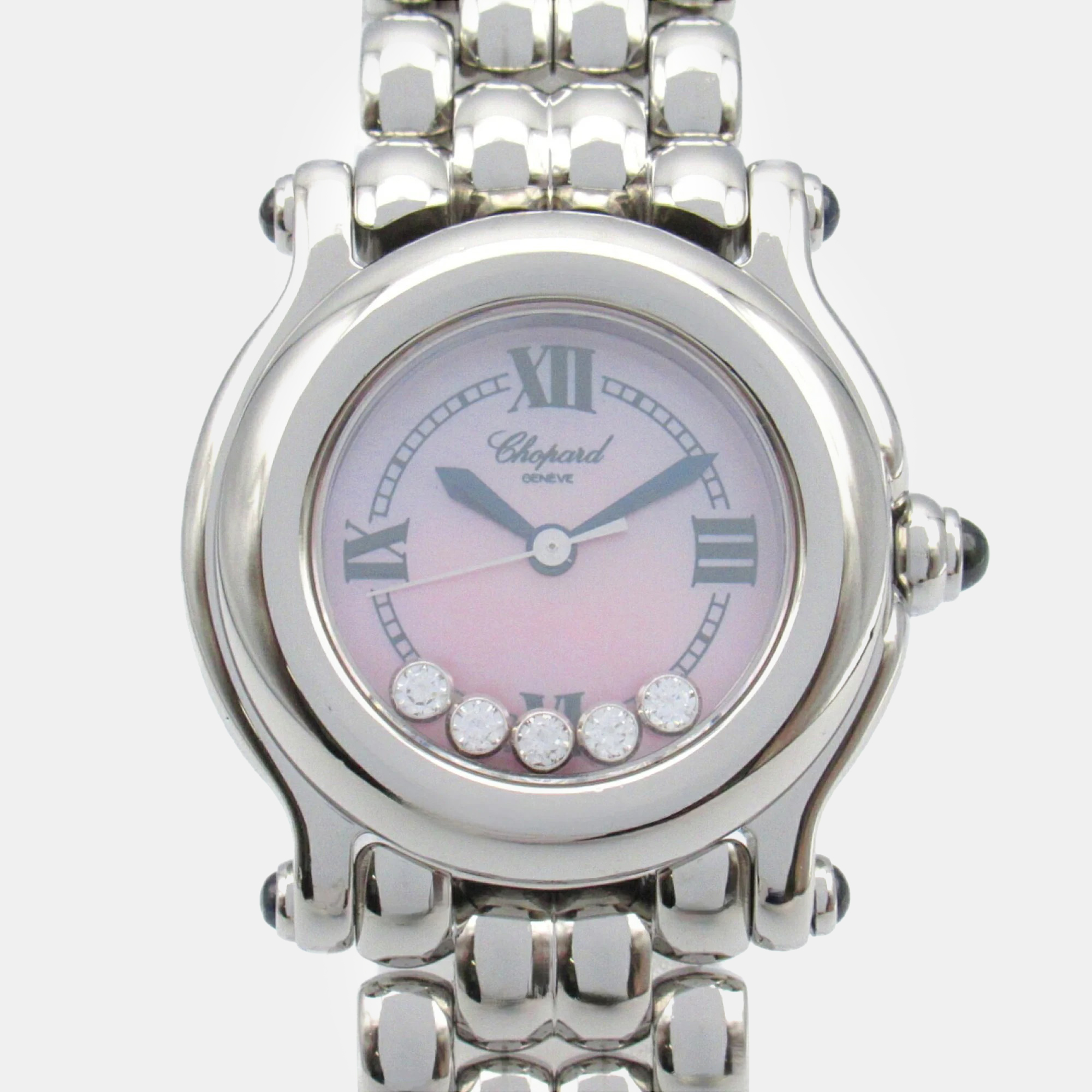 

Chopard Pink Stainless Steel Diamond Happy Sport 278250-3006 Quartz Women's Wristwatch 26 mm