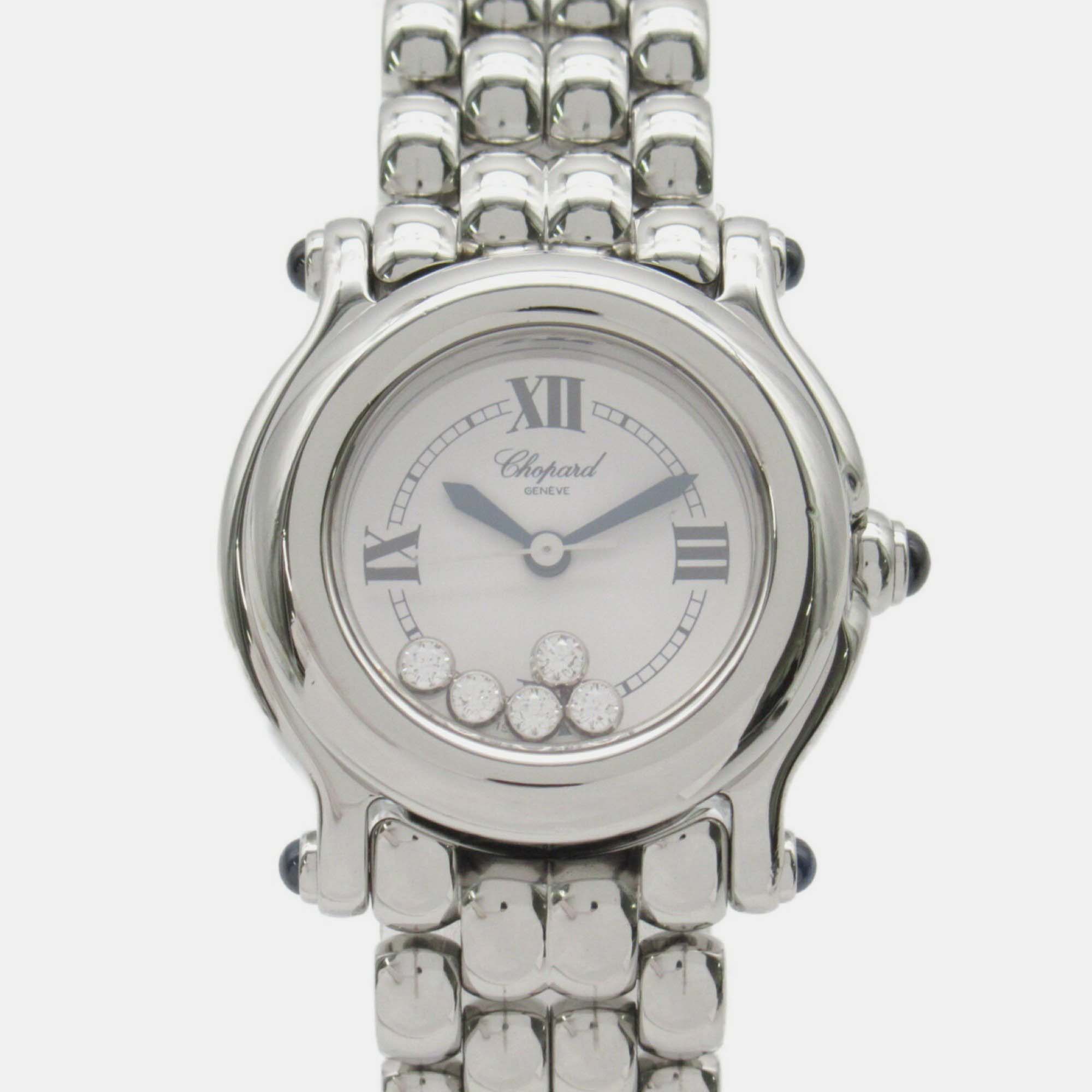 

Chopard White Stainless Steel Diamond Happy Sport Quartz Women's Wristwatch 26 mm