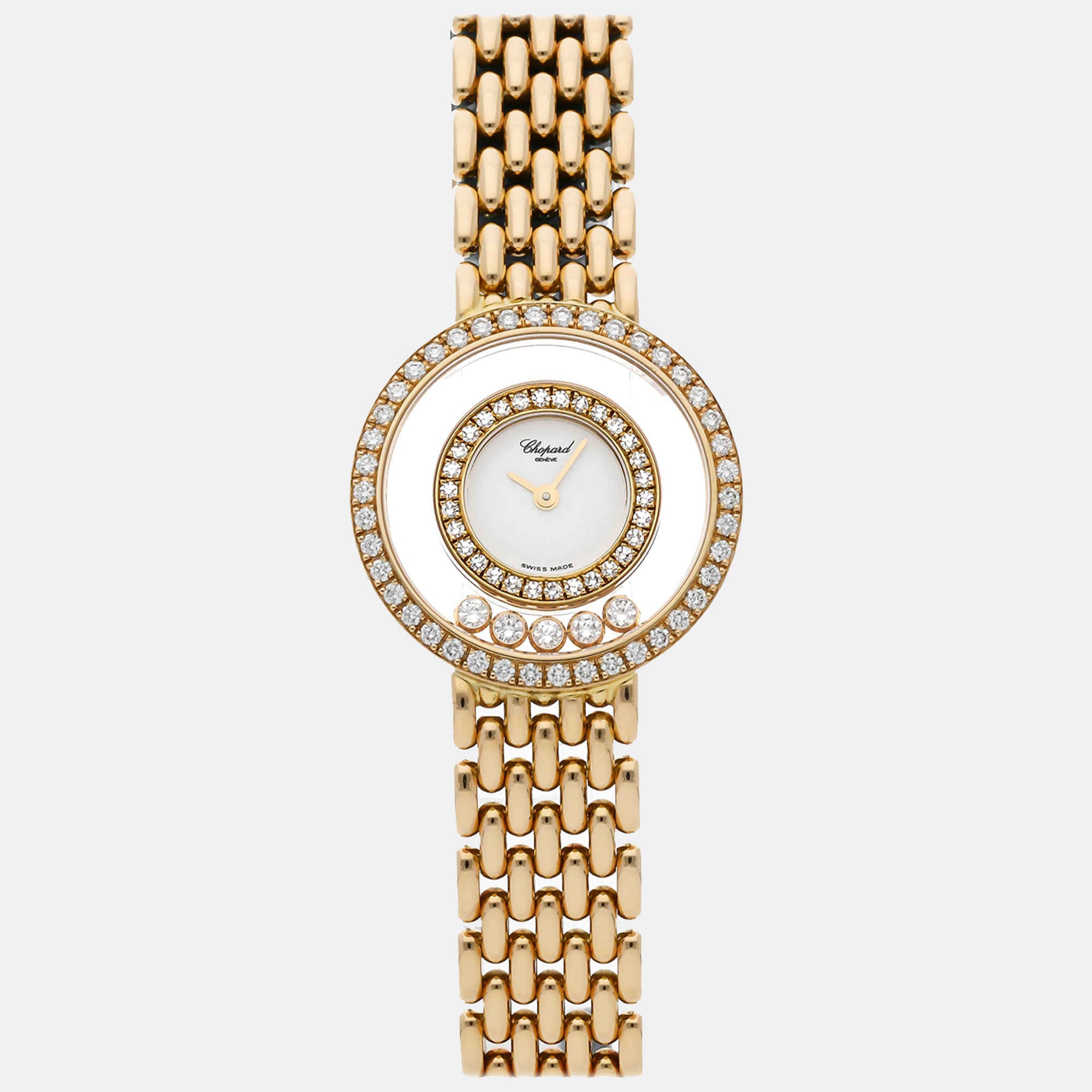 

Chopard White 18k Yellow Gold Diamond Happy Diamonds Quartz Women's Wristwatch 24 mm