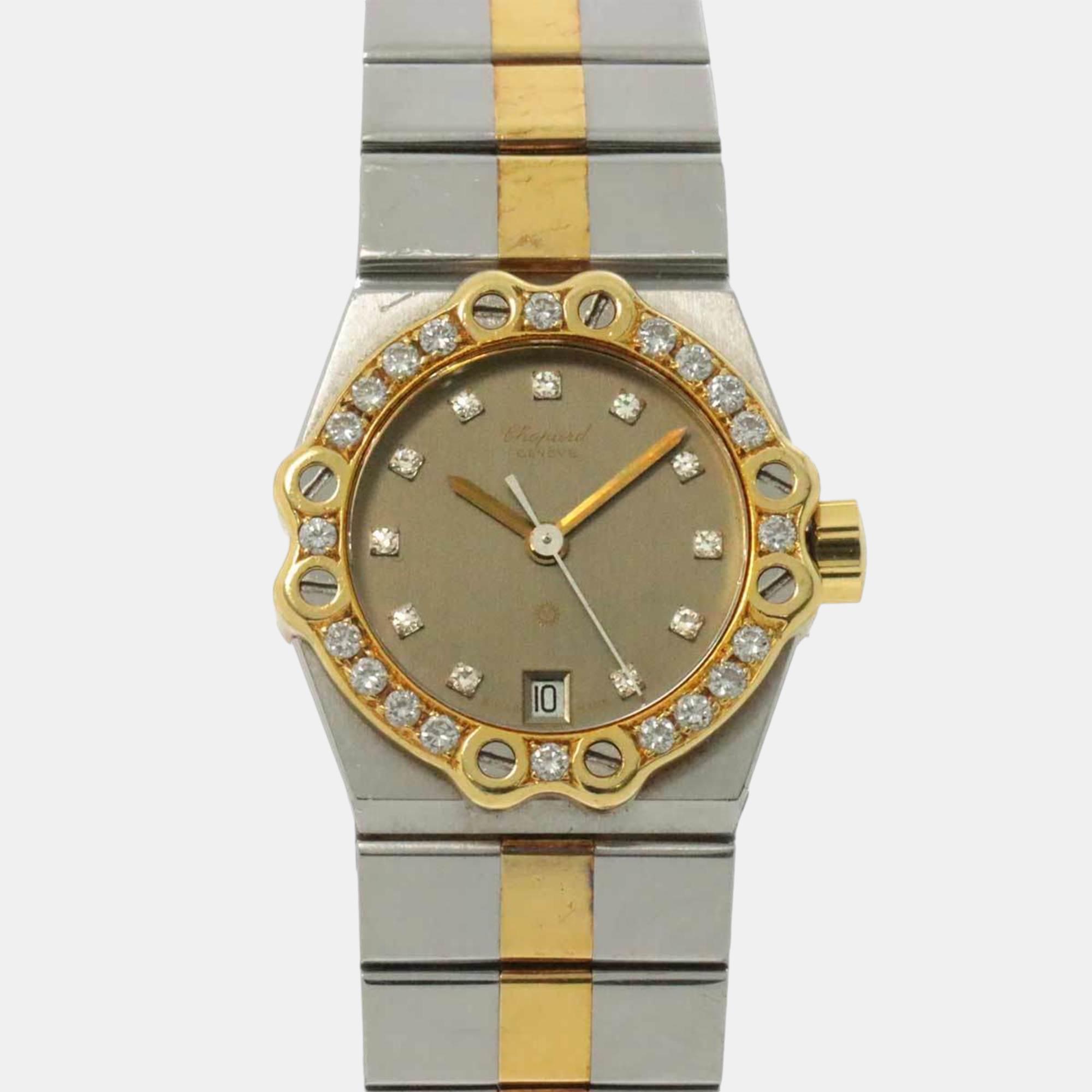 

Chopard Grey YG Yellow Gold Quartz St. Moritz Two-tone Diamond Bezel Watch