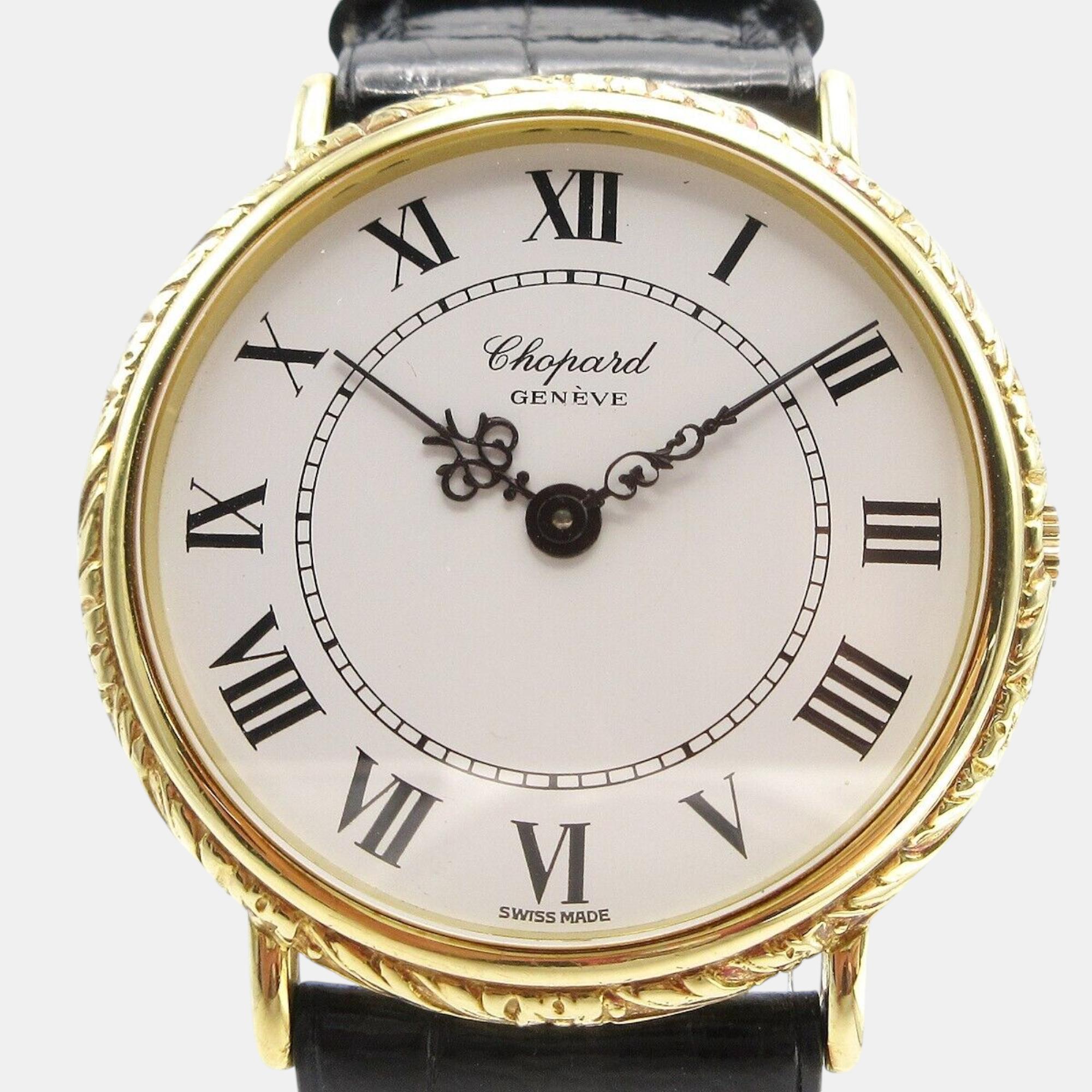 

Chopard 18K Yellow Gold Gold Black Stainless Steel Watch 33 mm, White