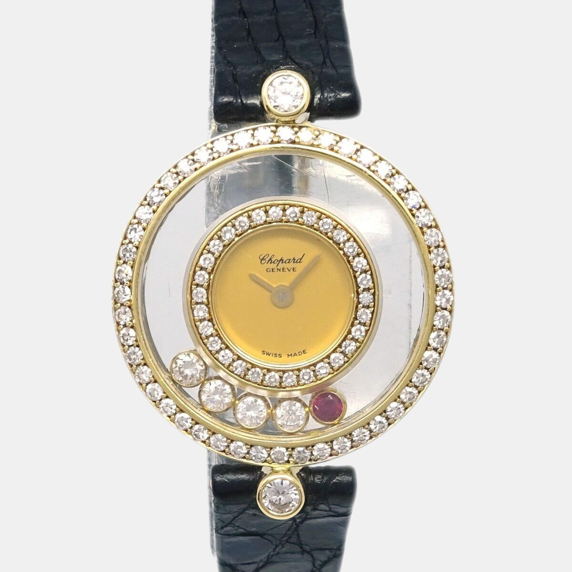 

Chopard 18K Yellow Gold Diamond Happy Diamonds 20/3957 Quartz Watch