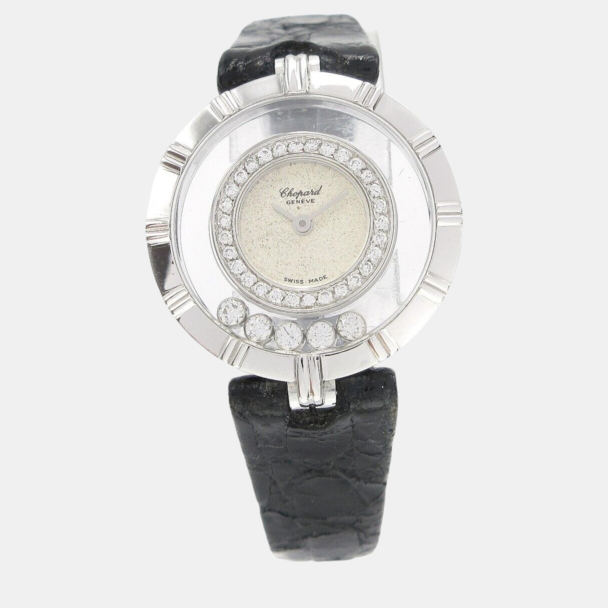 

Chopard 18K White Gold Diamond Happy Diamonds Quartz Watch