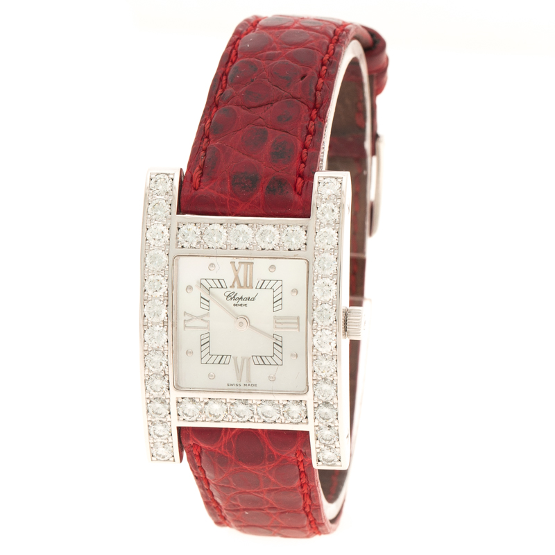 Pre Owned Chopard Mother of Pearl White Gold Diamonds Your Hour Women's Wristwatch 25 mm