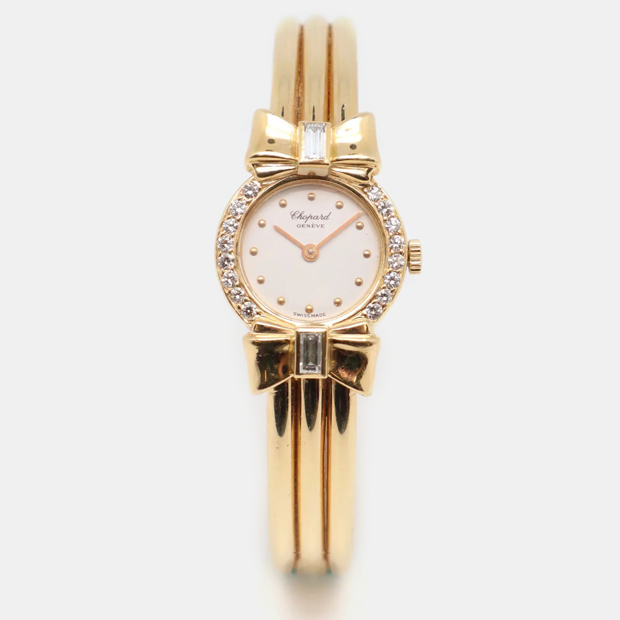 

Chopard 18K Yellow Gold White Dial Diamond 0.58Cttw Ladies Quartz Watch 19 mm