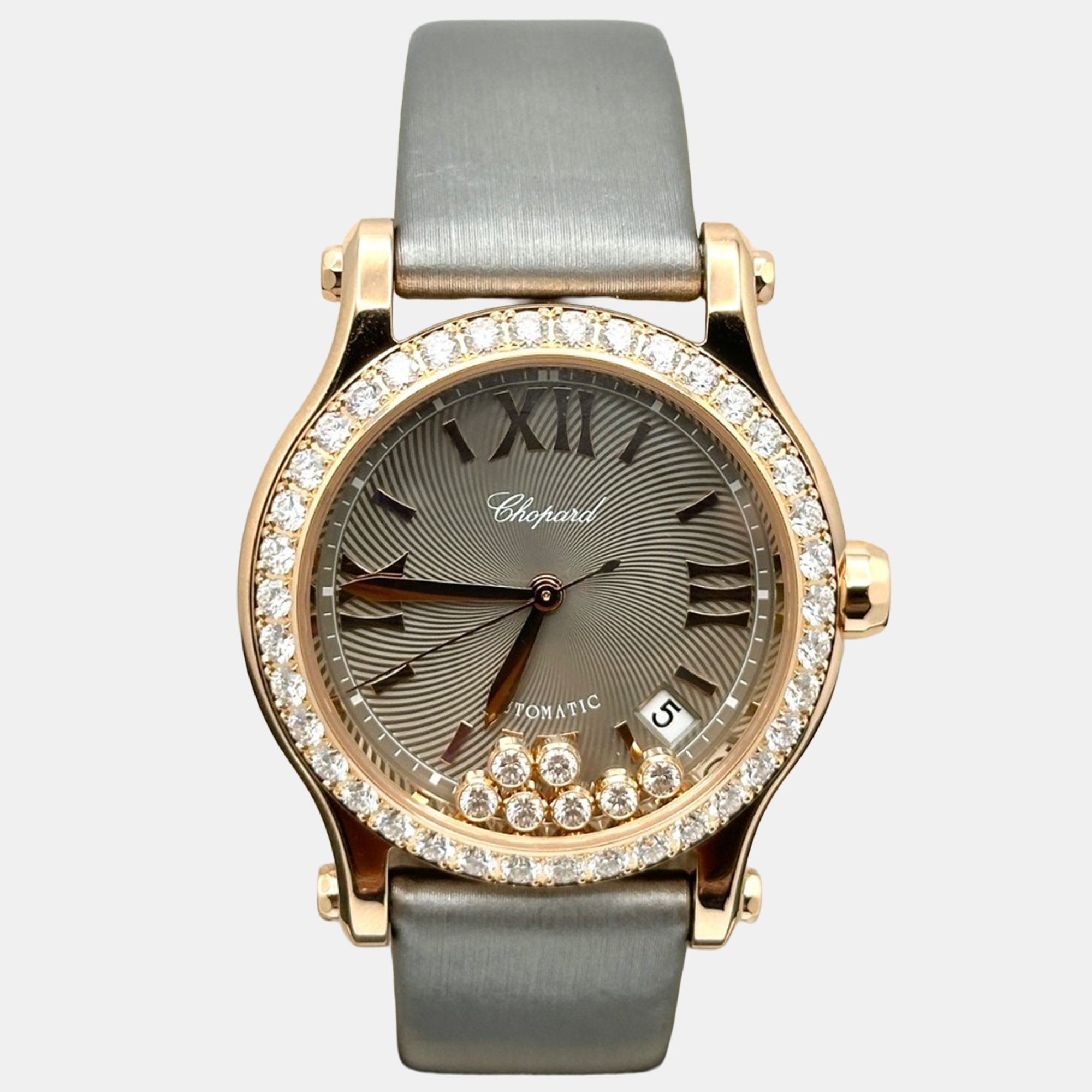 

Chopard Happy Sport 274808-5014 Automatic Diamond 18k Rose Gold Women's Wristwatch 36 mm, Grey
