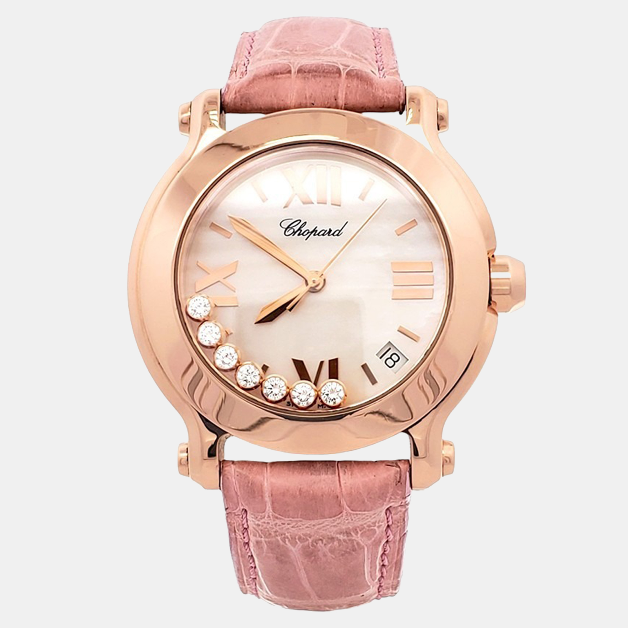 

Chopard Happy Sport 277471 Quartz Mother of Pearl Rose Gold Women's Wristwatch 36 mm, Cream