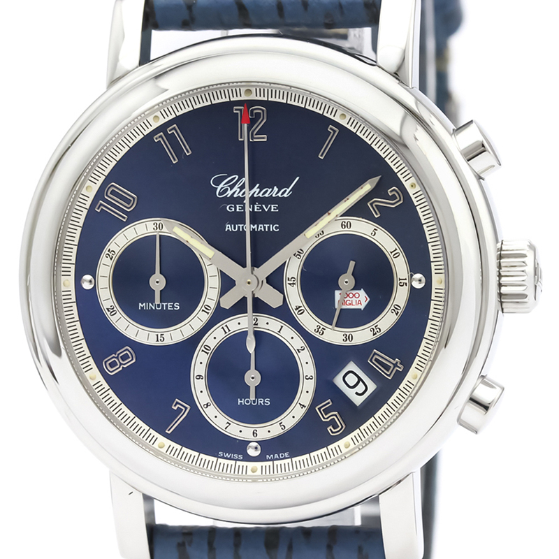 

Chopard Blue Stainless Steel and Leather Mille Miglia Chronograph