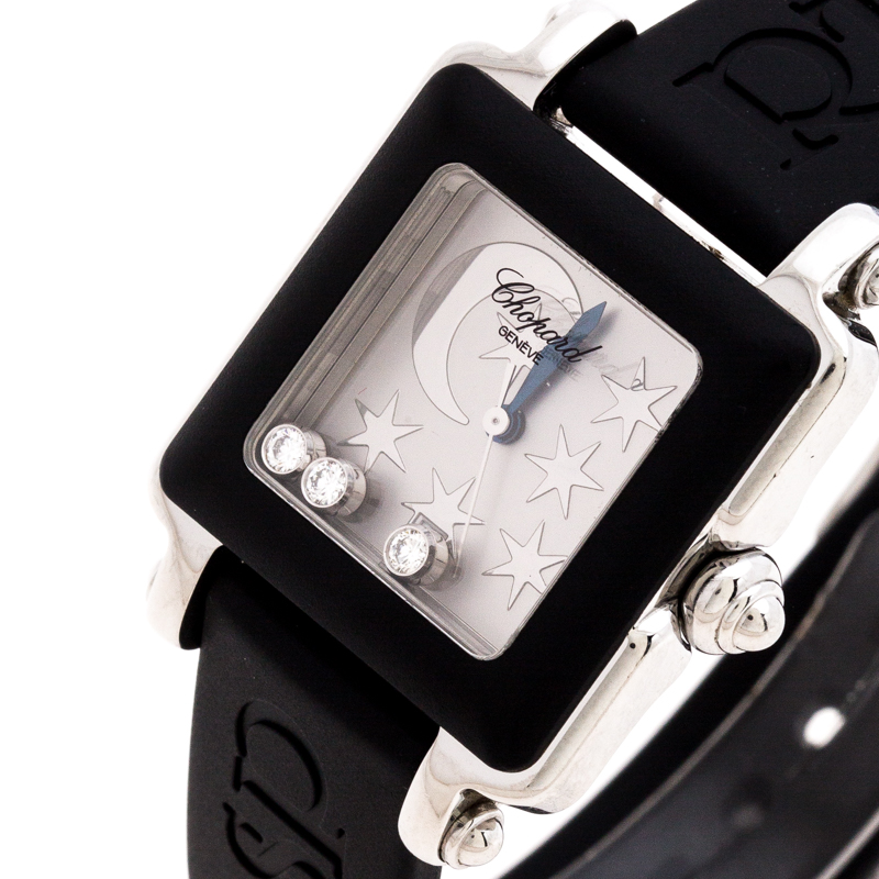 

Chopard Silver Stainless Steel Rubber Be Happy, Black