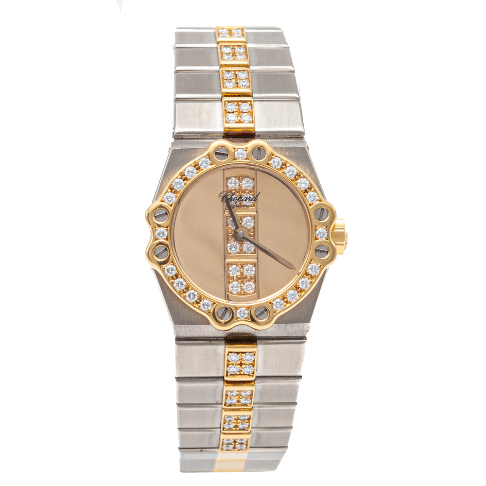 Chopard Gold Saint Moritz Steel & Yellow Gold Full Diamonds Women'S Watch 24MM