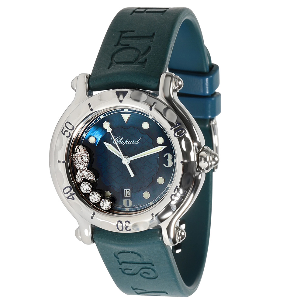 Chopard Blue Diamonds Stainless Steel Happy Fish 27/8921 Women's Wristwatch 32 MM