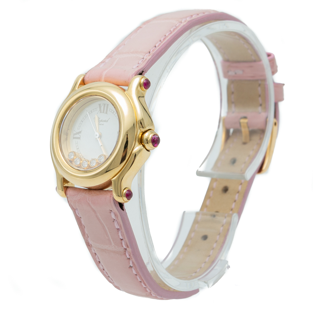 

Chopard Silver Diamond Dial Happy Sport Yellow Gold Women's Watch
