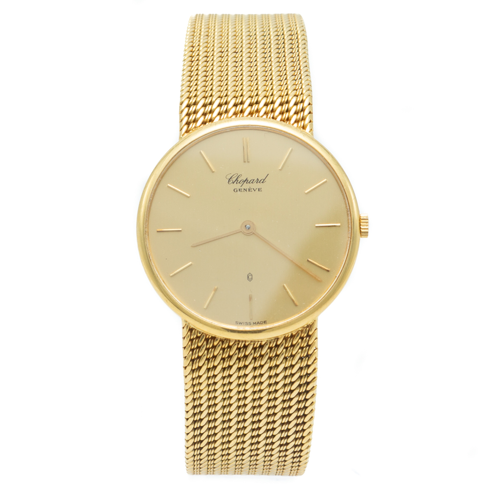 Pre-owned Chopard 1091 Goden Dial 18k Yellow Gold Women's Watch 33 Mm