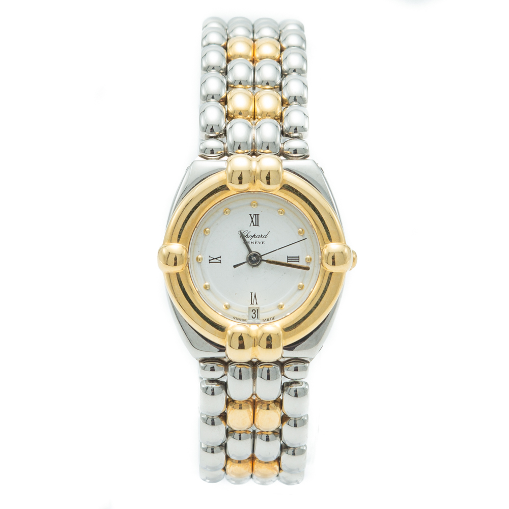 Pre-owned Chopard White Dial Gstaad Steel & Yellow Gold Vintage Women's Watch 24 Mm