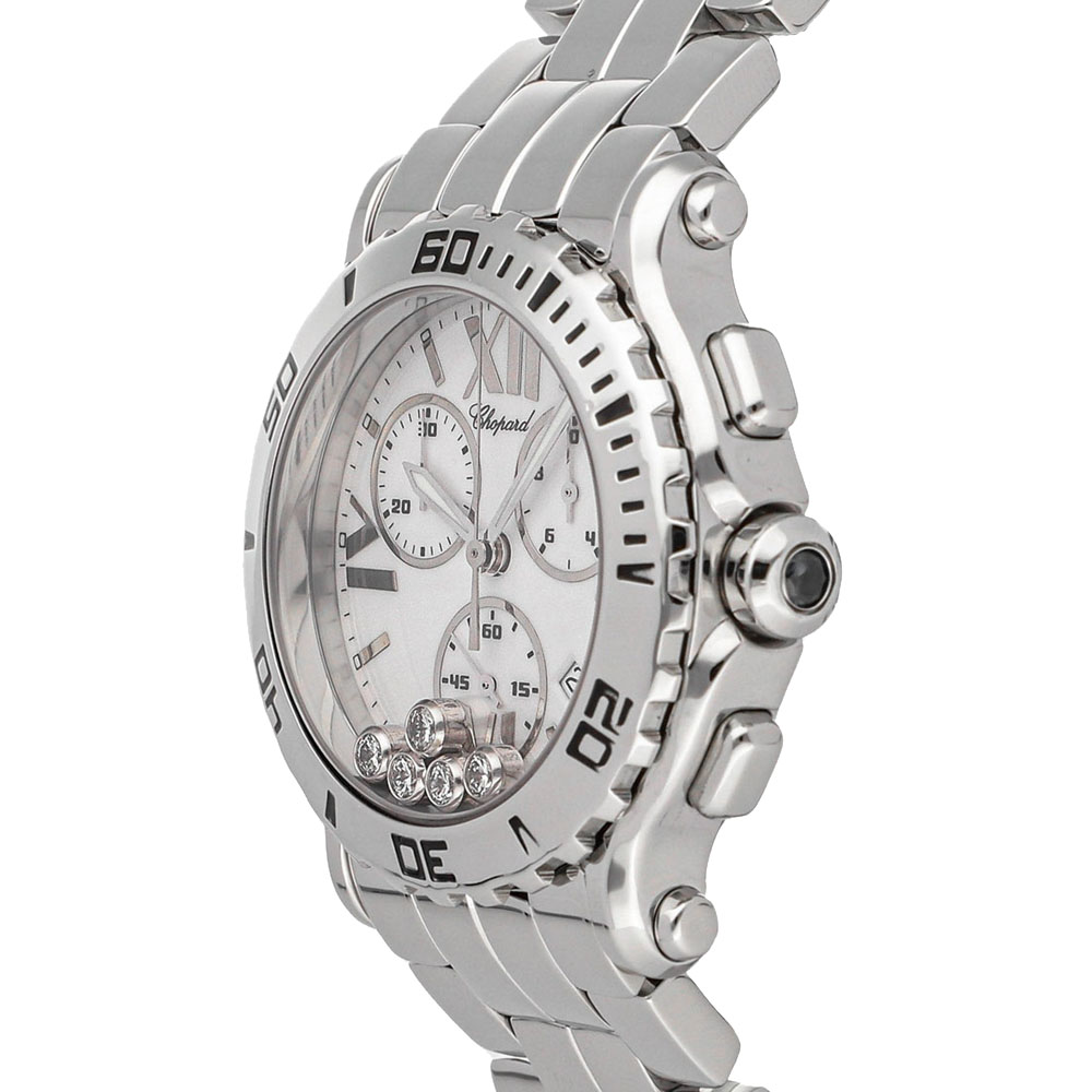 

Chopard Silver Diamonds Stainless Steel Happy Sport Chronograph