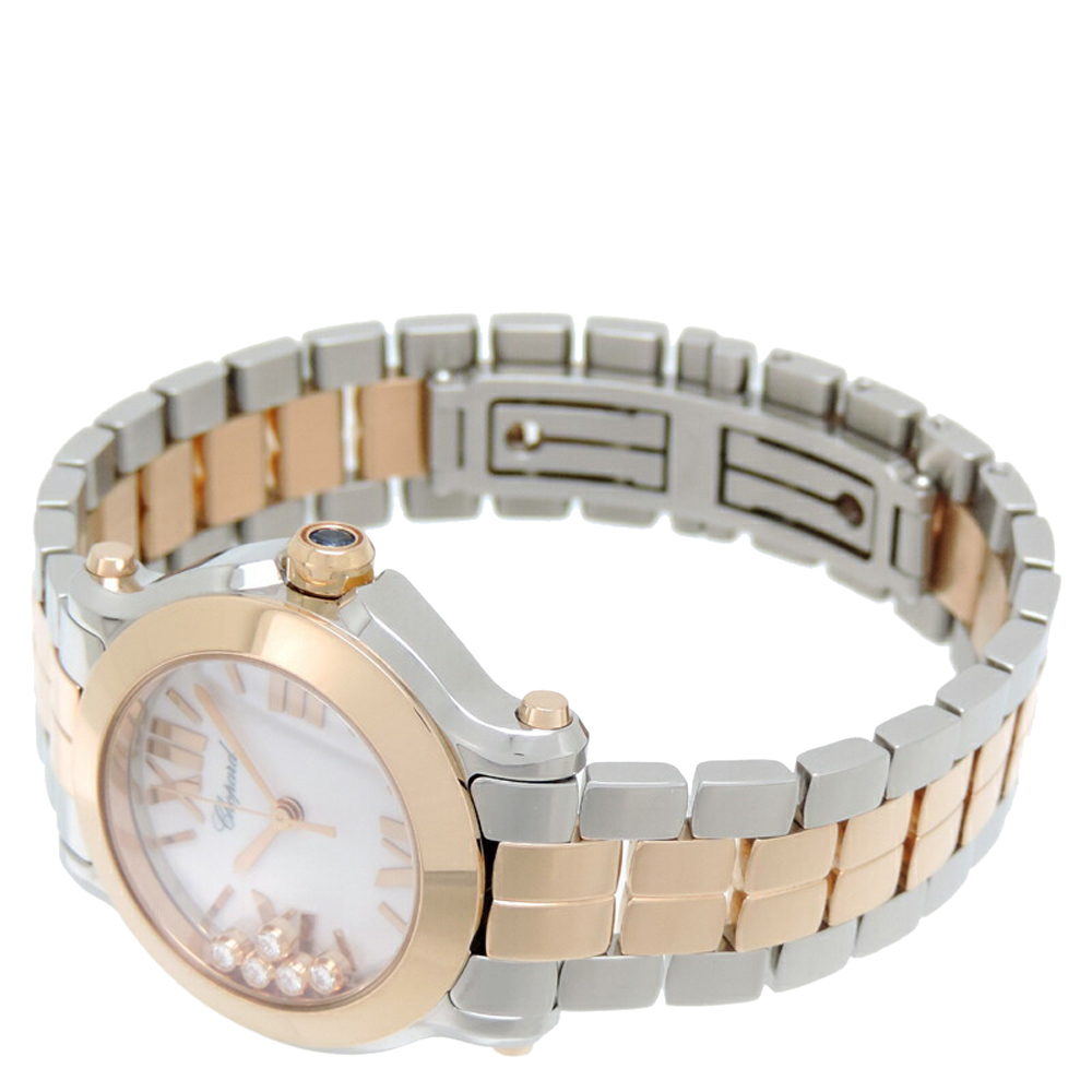 

Chopard White 18K Rose Gold And Stainless Steel Happy Sport 278509-6003 Women's Wristwatch 30 MM