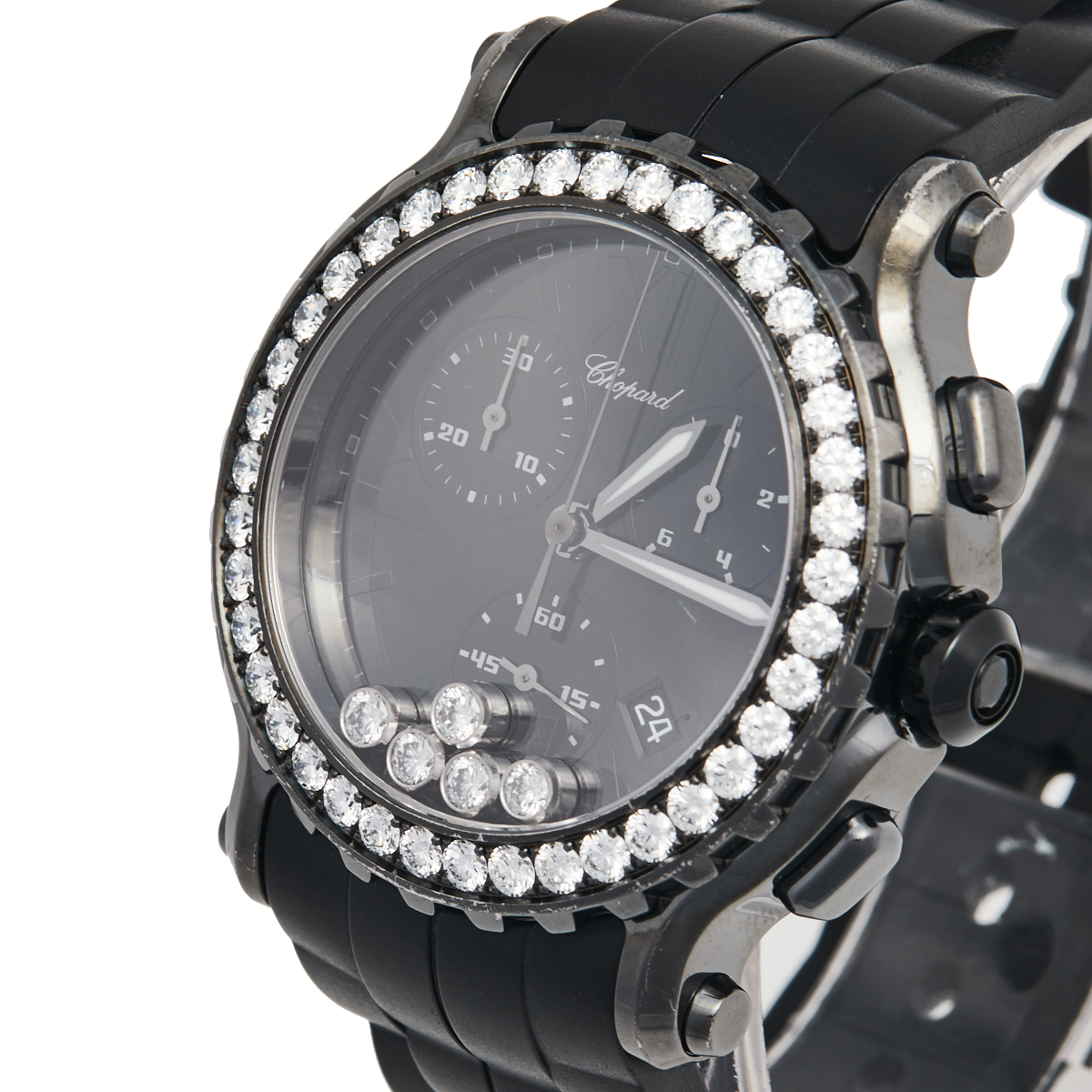 

Chopard Black PVD Coated Stainless Steel Rubber Diamond Happy Sport