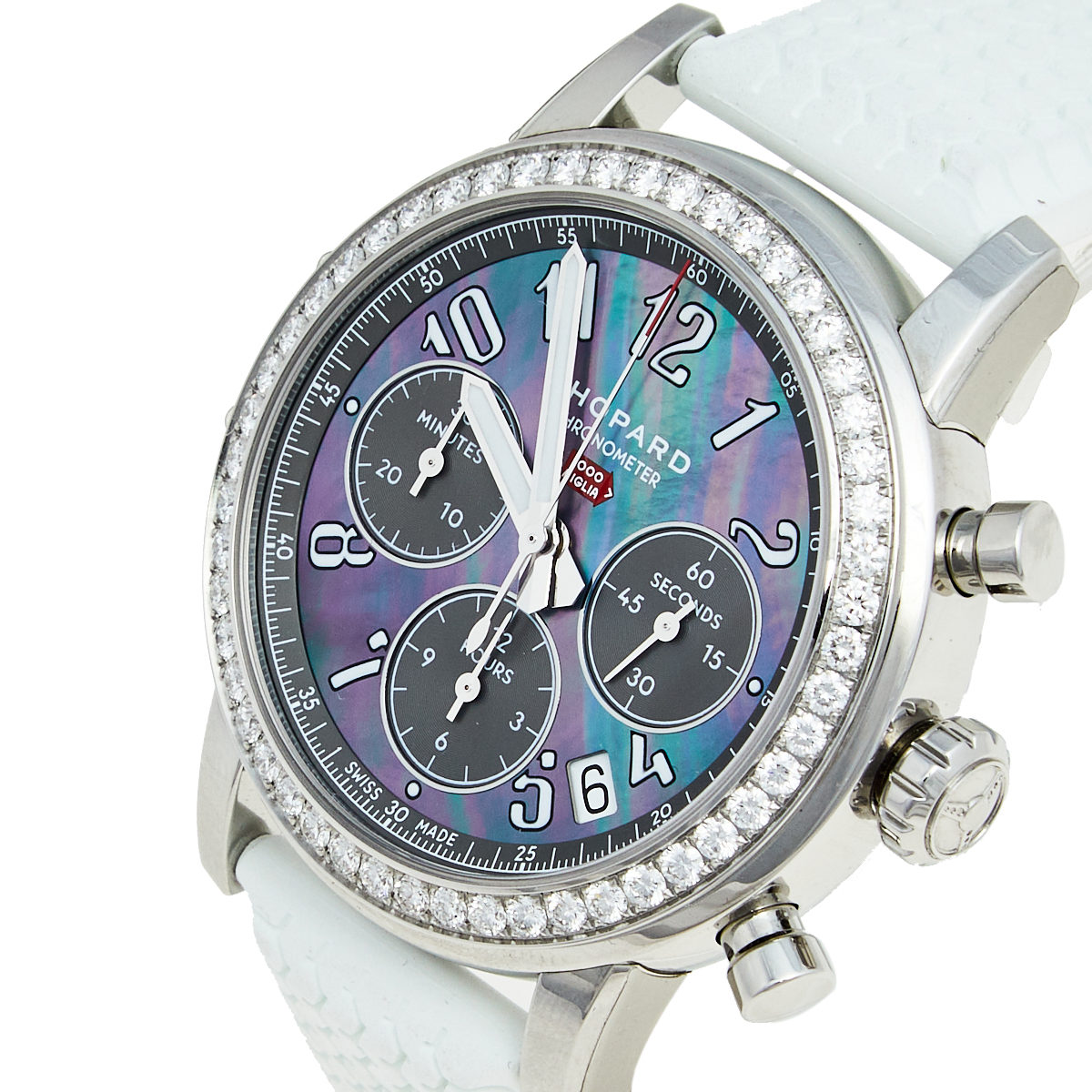 

Chopard Mother of Pearl Stainless Steel Diamond Rubber Mille Miglia, Purple