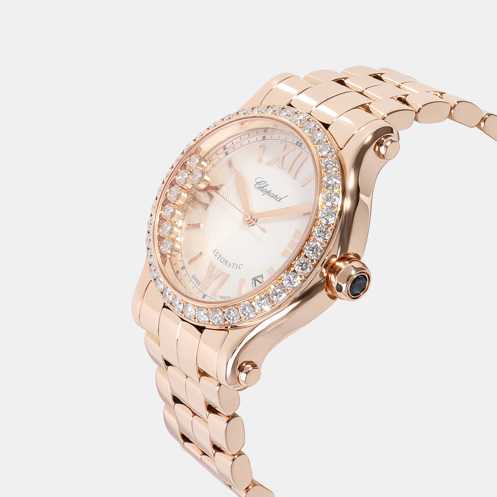 

Chopard Silver Diamonds 18K Rose Gold Happy Sport 274808-5007 Women's Wristwatch 36 MM